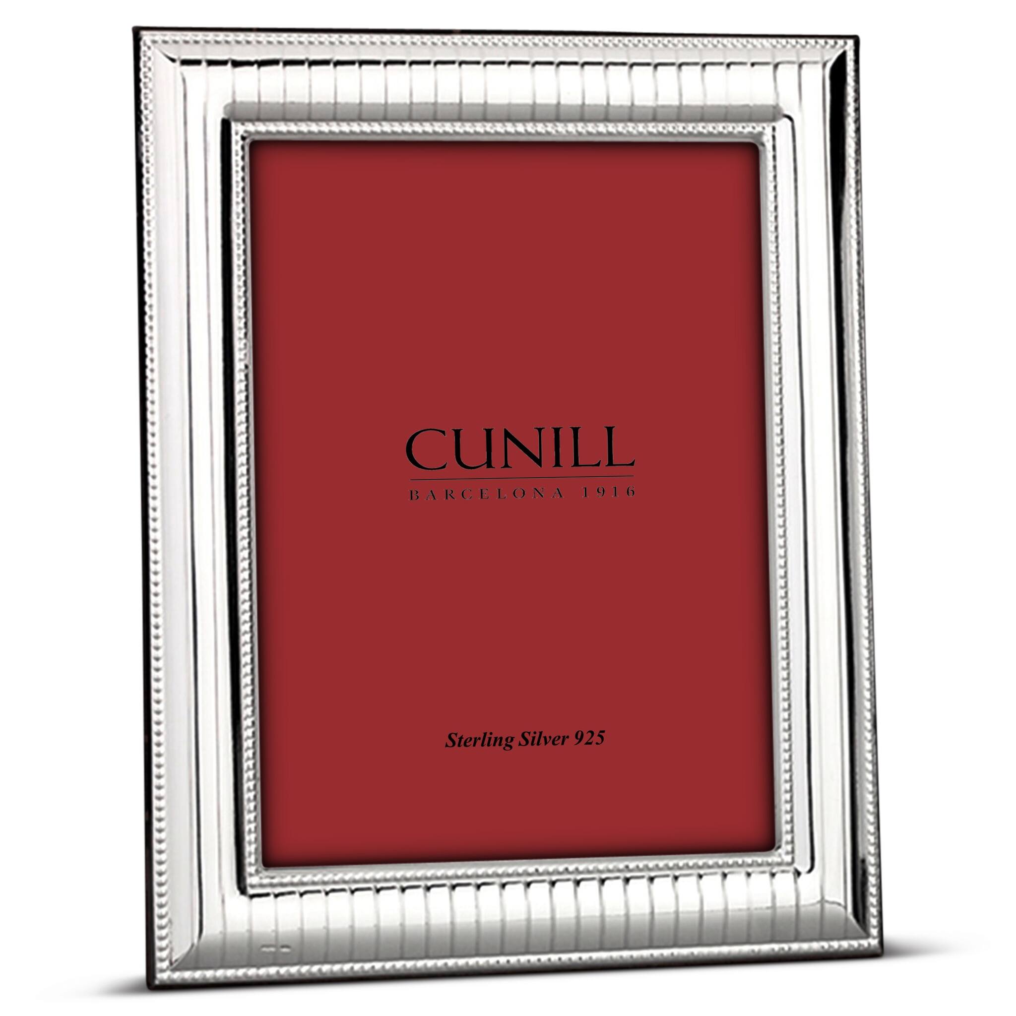 Cunill 'Bead Pinstripe' 4x6 Non-Tarnish Sterling Silver Picture Frame, sterling silver picture frame, on a white background