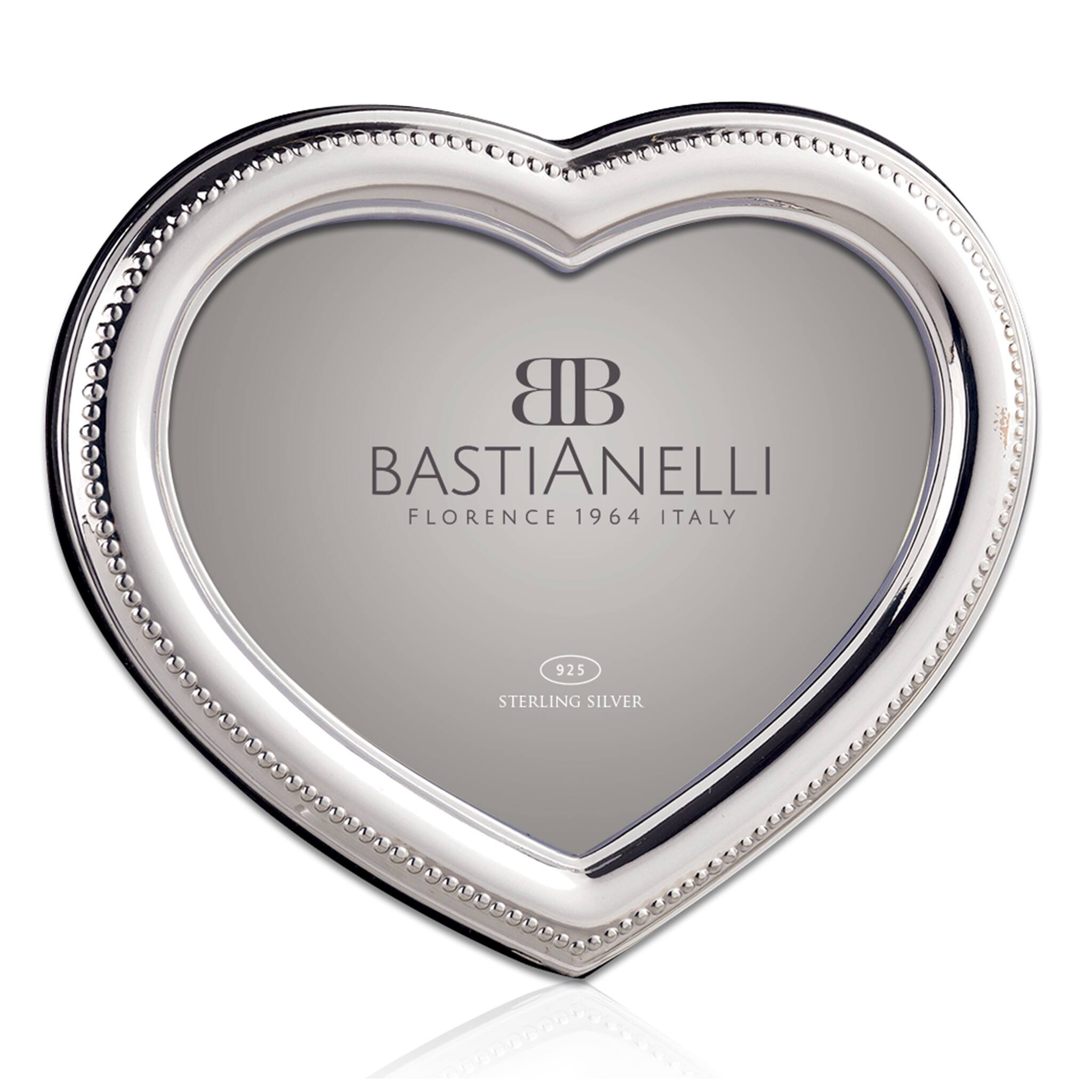 Cunill 'Beaded Cuore' 4x6 Sterling Silver Picture Frame, sterling silver picture frame, on a white background