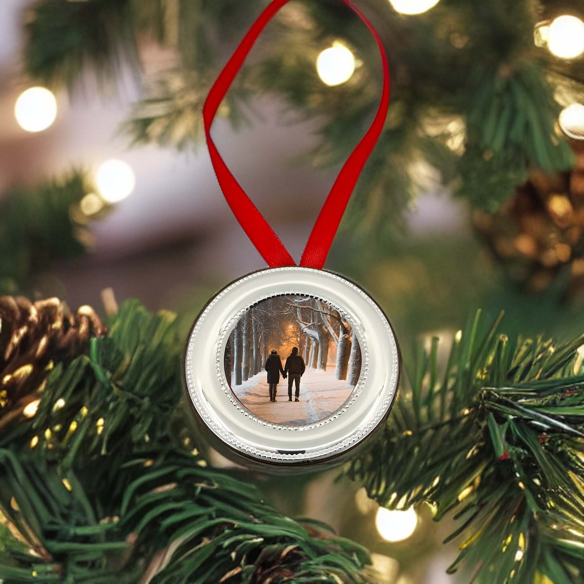 Cunill Beaded Sterling Silver 2.5" Round Photo Ornament Frame — additional view
