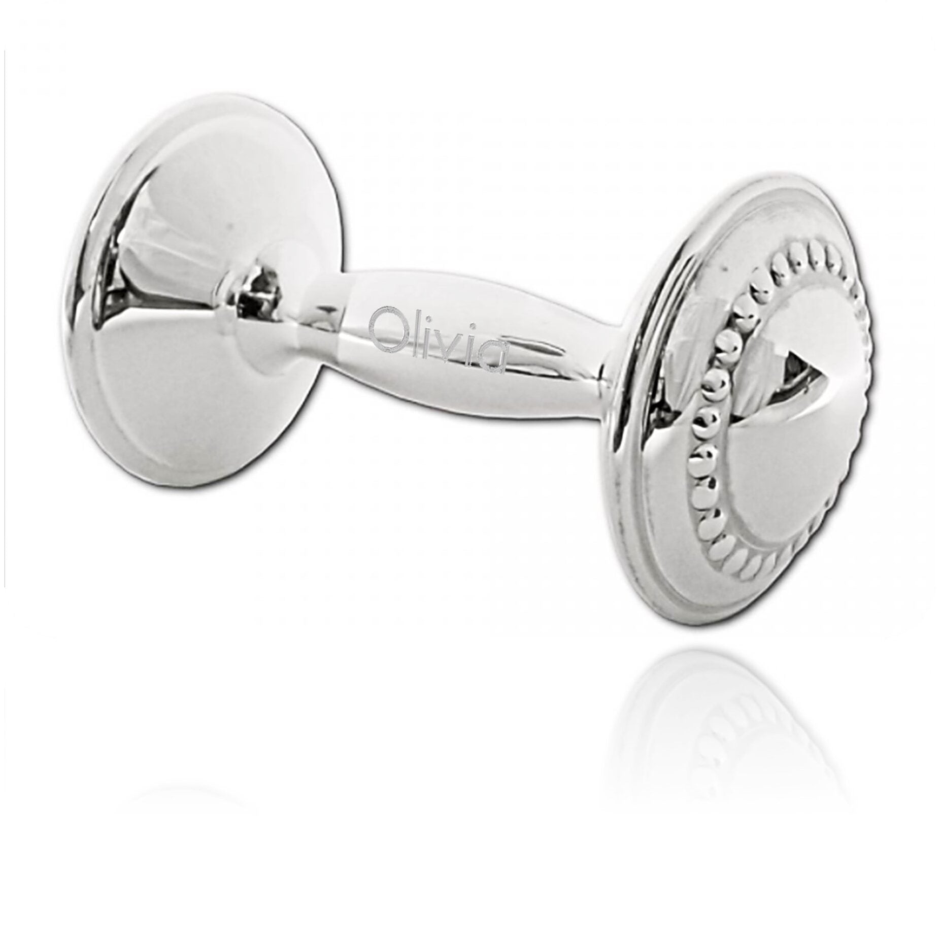 Cunill Beaded Sterling Silver Baby Barbell Rattle — additional view