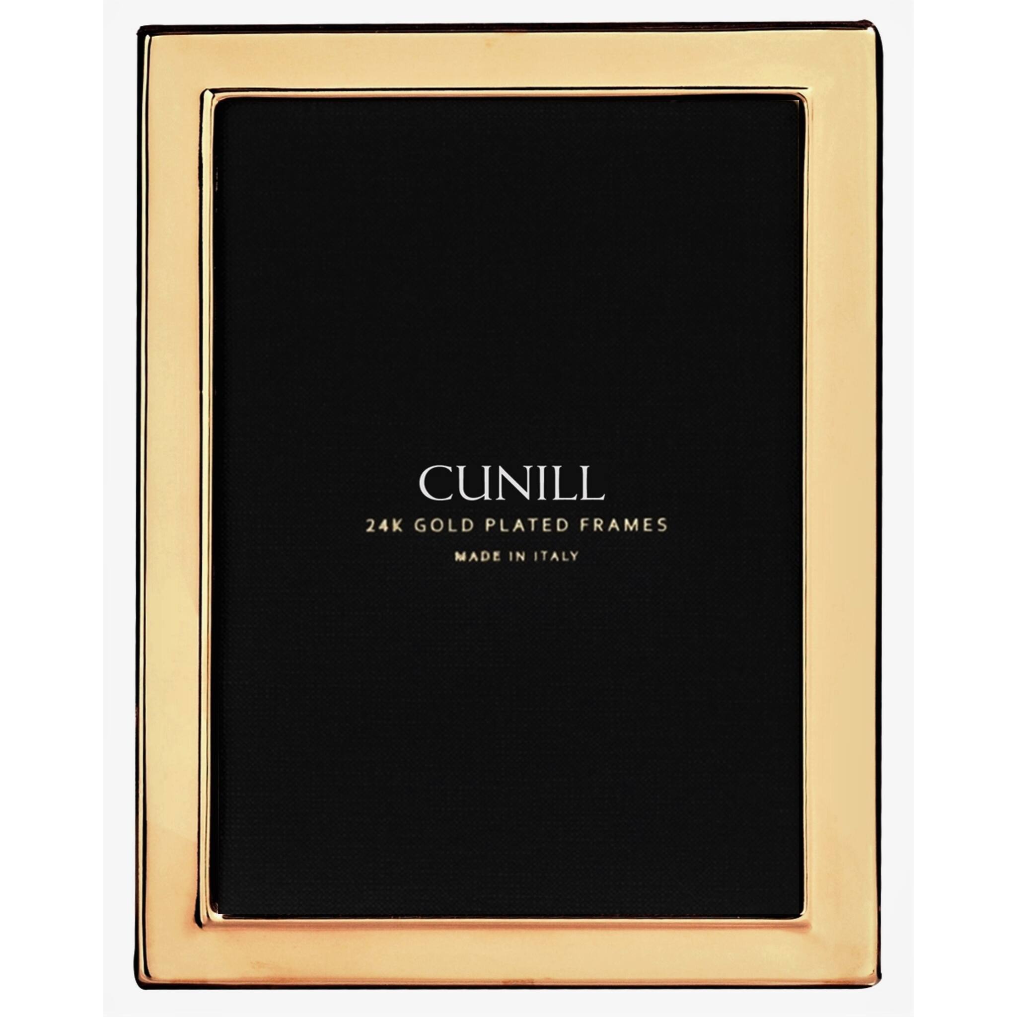 Cunill Contemporary Plain 24K Gold Plated 5x7 Picture Frame, 24k gold plated picture frame, on a white background