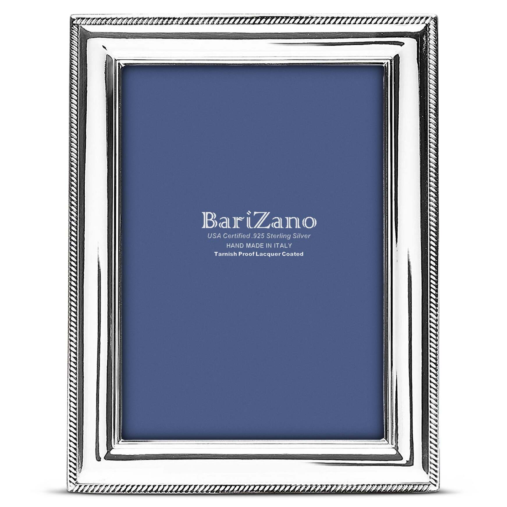 Cunill 'Cord' 4x6 Non-Tarnish 925 Sterling Silver Frame, sterling silver picture frame, on a white background