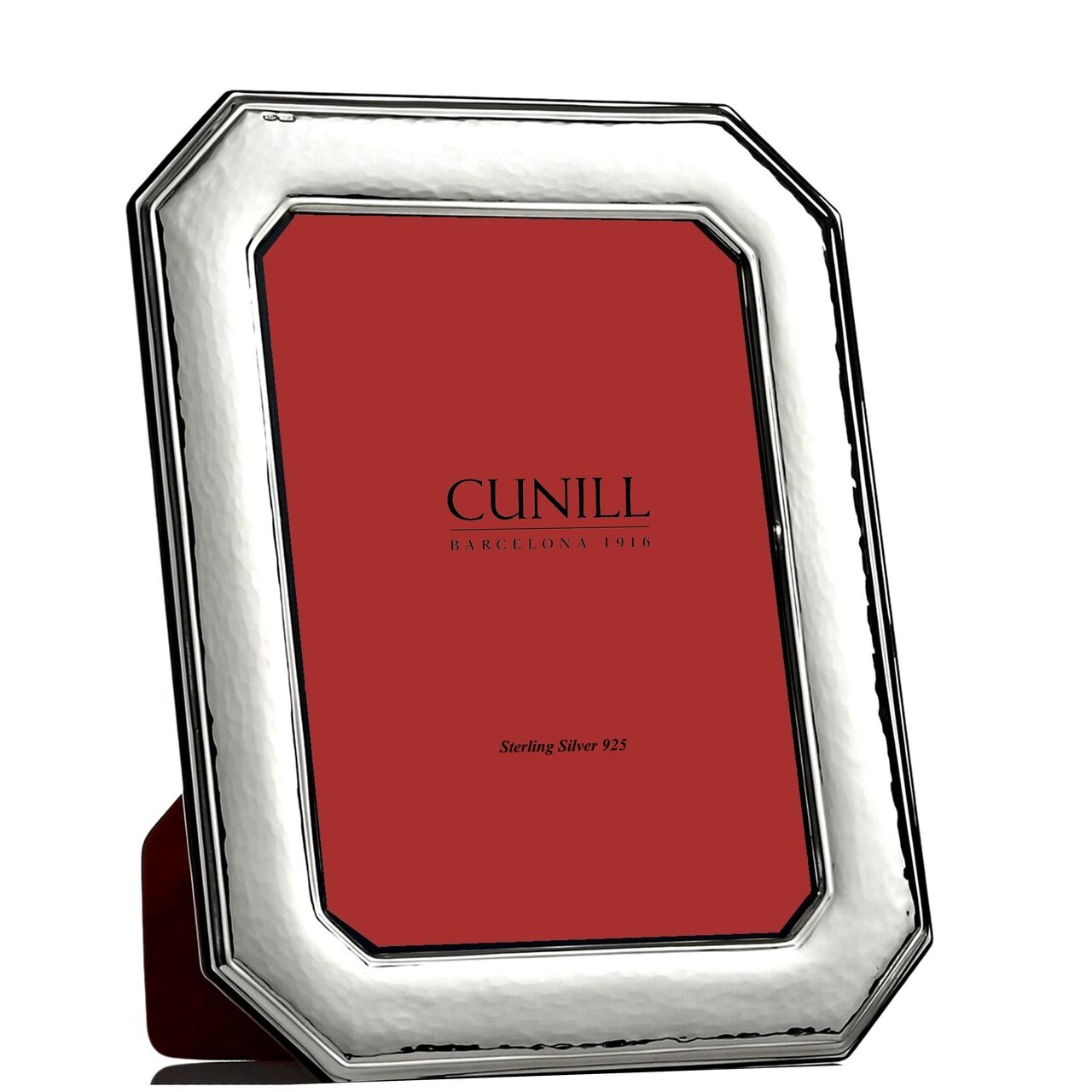Cunill Hammered Octenniel Sterling Silver 5x7 Picture Frame, sterling silver picture frame, on a white background