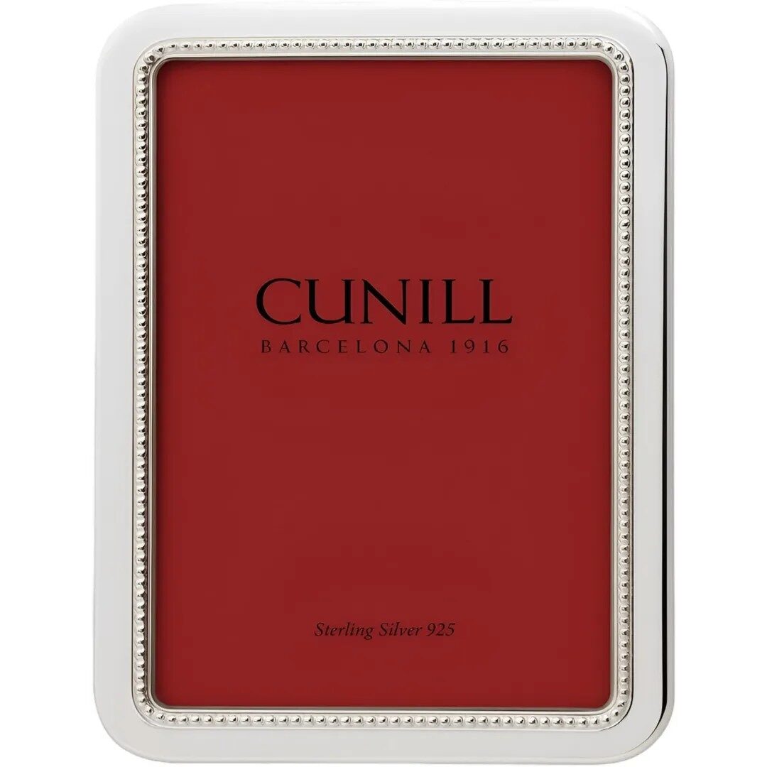 Cunill 'Manchester Bead' 4x6 Non-Tarnish Sterling Silver Picture Frame, sterling silver picture frame, on a white background