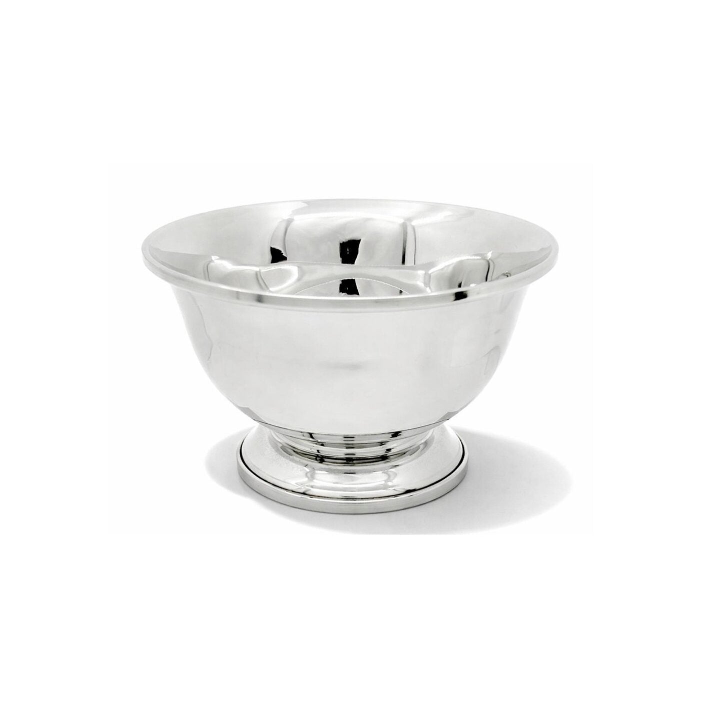 Cunill Mirror Polished 4" Diameter Pewter Paul Revere Bowl, pewter decorative bowl, on a white background