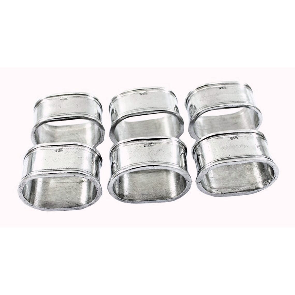 Cunill Oval Pewter Napkin Rings Set of 6 — additional view