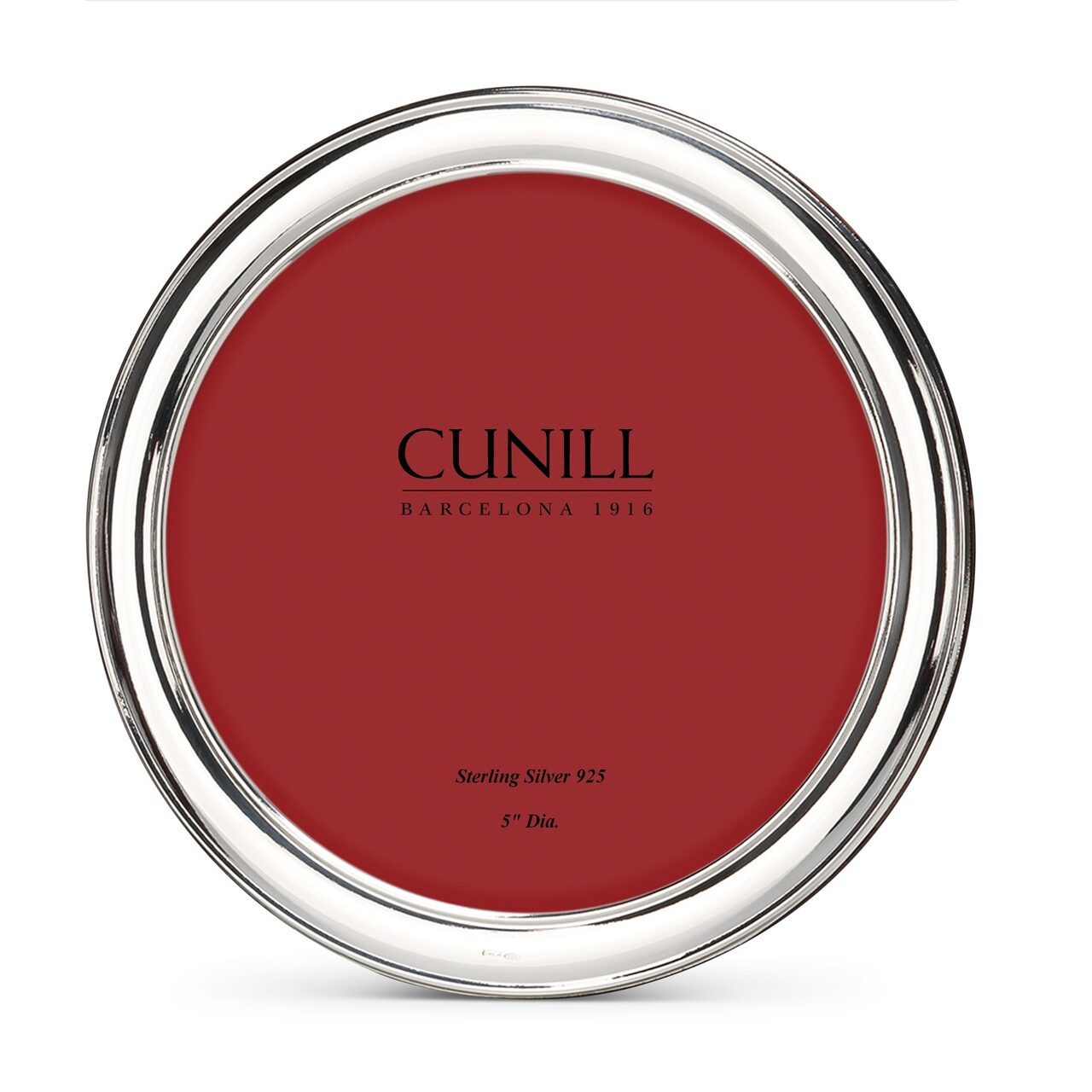 Cunill Plain Round Non-Tarnish 5" Sterling Silver Picture Frame, sterling silver picture frame, on a white background