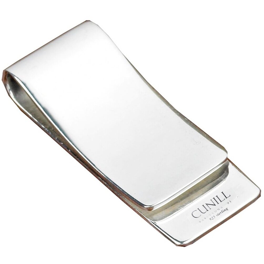 Cunill Sterling Silver Plain Money Clip, sterling silver money clip, on a white background