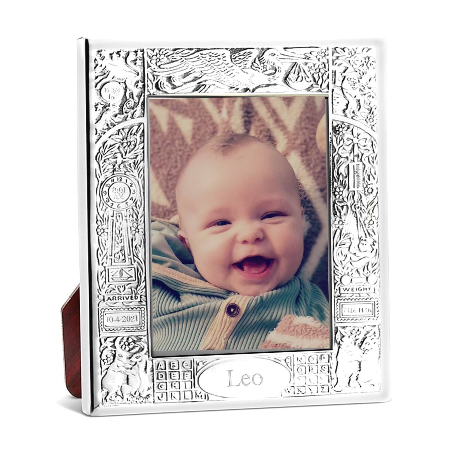 Cunill Stork Sterling Silver Overlay 3x5 Birth Record Frame β additional view