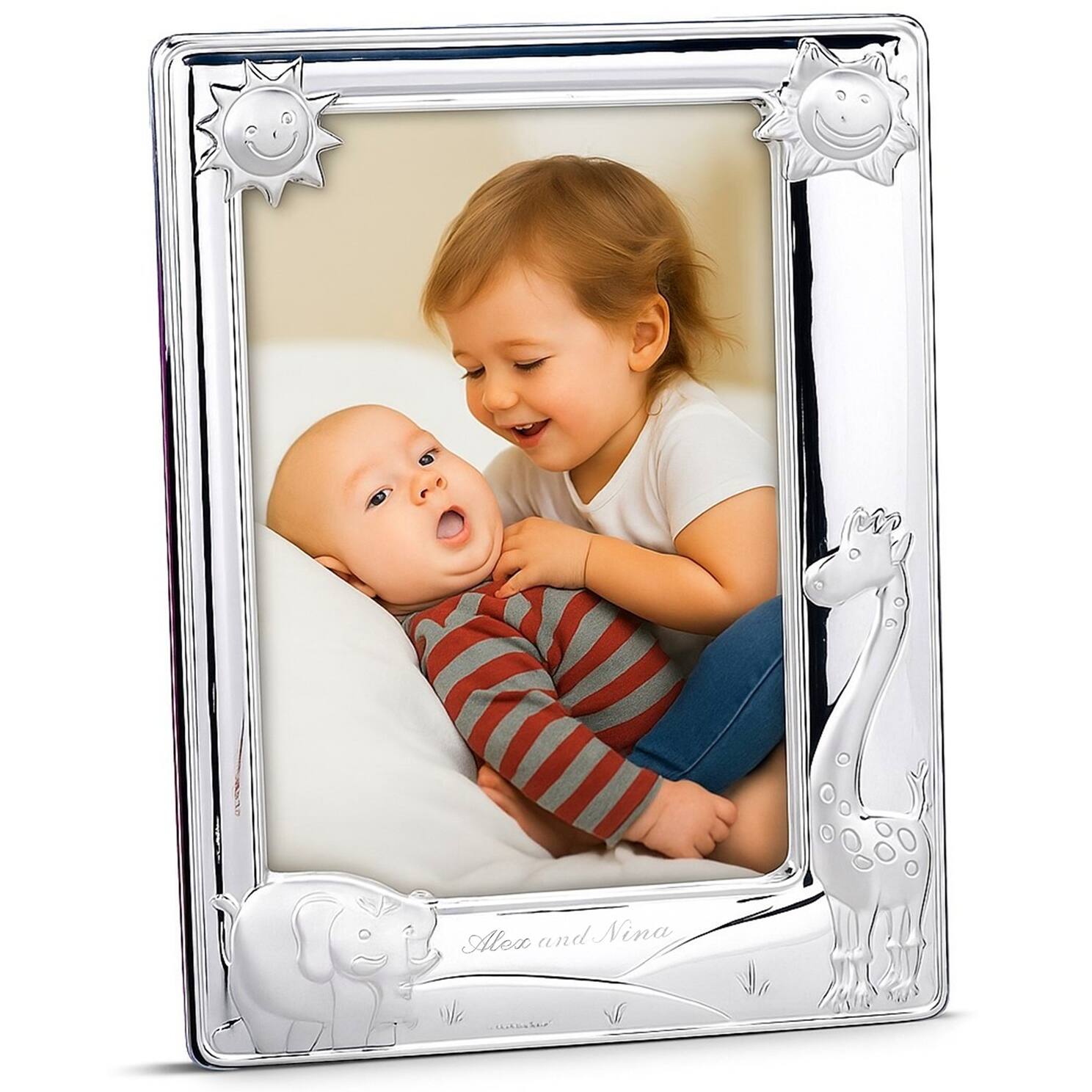 Cunill Sunny Zoo 4x6 Sterling Silver Picture Frame (Blue Back) — additional view