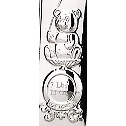 Cunill Teddy & Stork Sterling Silver 4x6 Birth Record Picture Frame β additional view