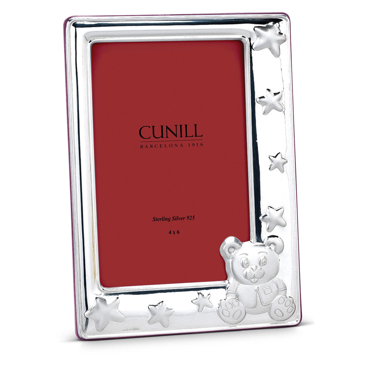 Cunill Teddy Stars Sterling Silver 4x6 Picture Frame, sterling silver picture frame, on a white background
