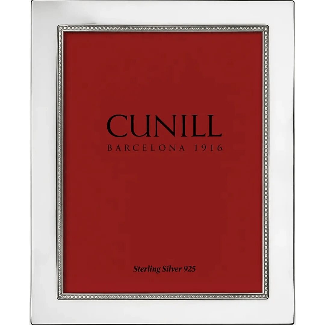 Cunill Tiffany Bead Non-Tarnish Sterling Silver 8x10 Picture Frame, sterling silver picture frame, on a white background