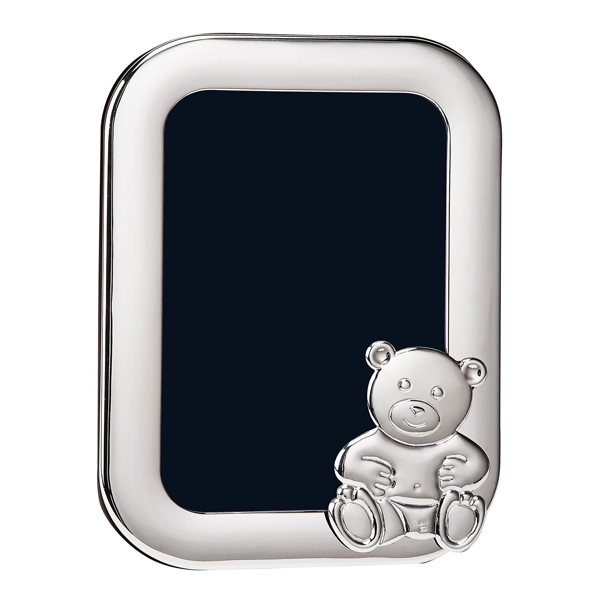 Cunill Vinard Sterling Silver Sitting Bear Cub 4x6 Picture Frame, sterling silver picture frame, on a white background