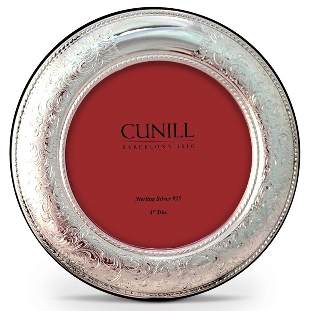 Cunill Vintage Non-Tarnish Sterling Silver 4" Round Picture Frame, sterling silver picture frame, on a white background