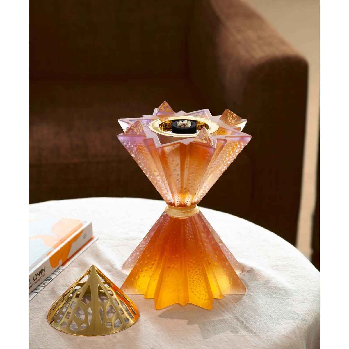 Daum Amber Pink Constellation Incense Burner By Hicham Lahlou & Cheick Diallo 25ex Sculpture, alternate view