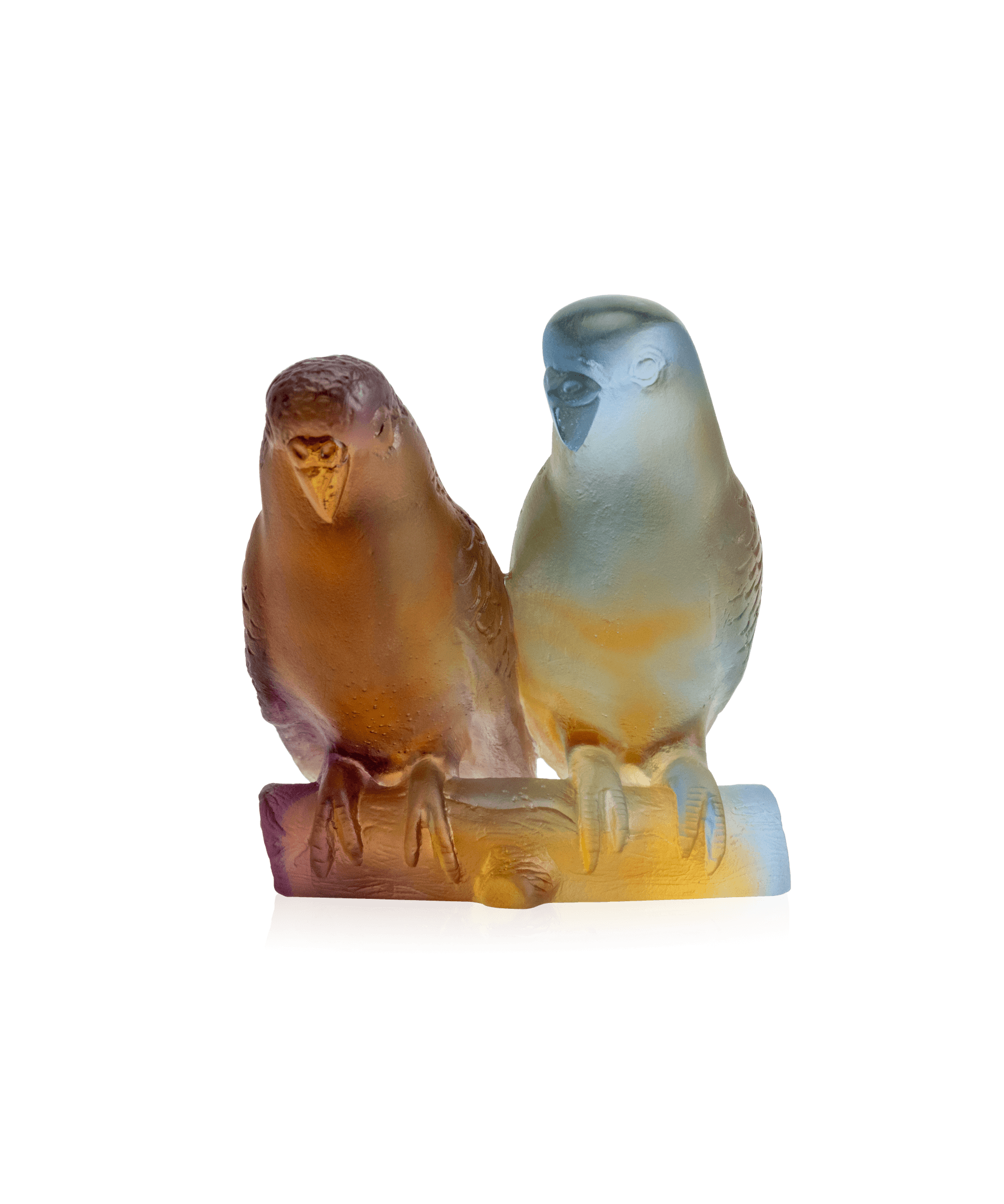 Daum Budgerigars Couple Sculpture β Amber