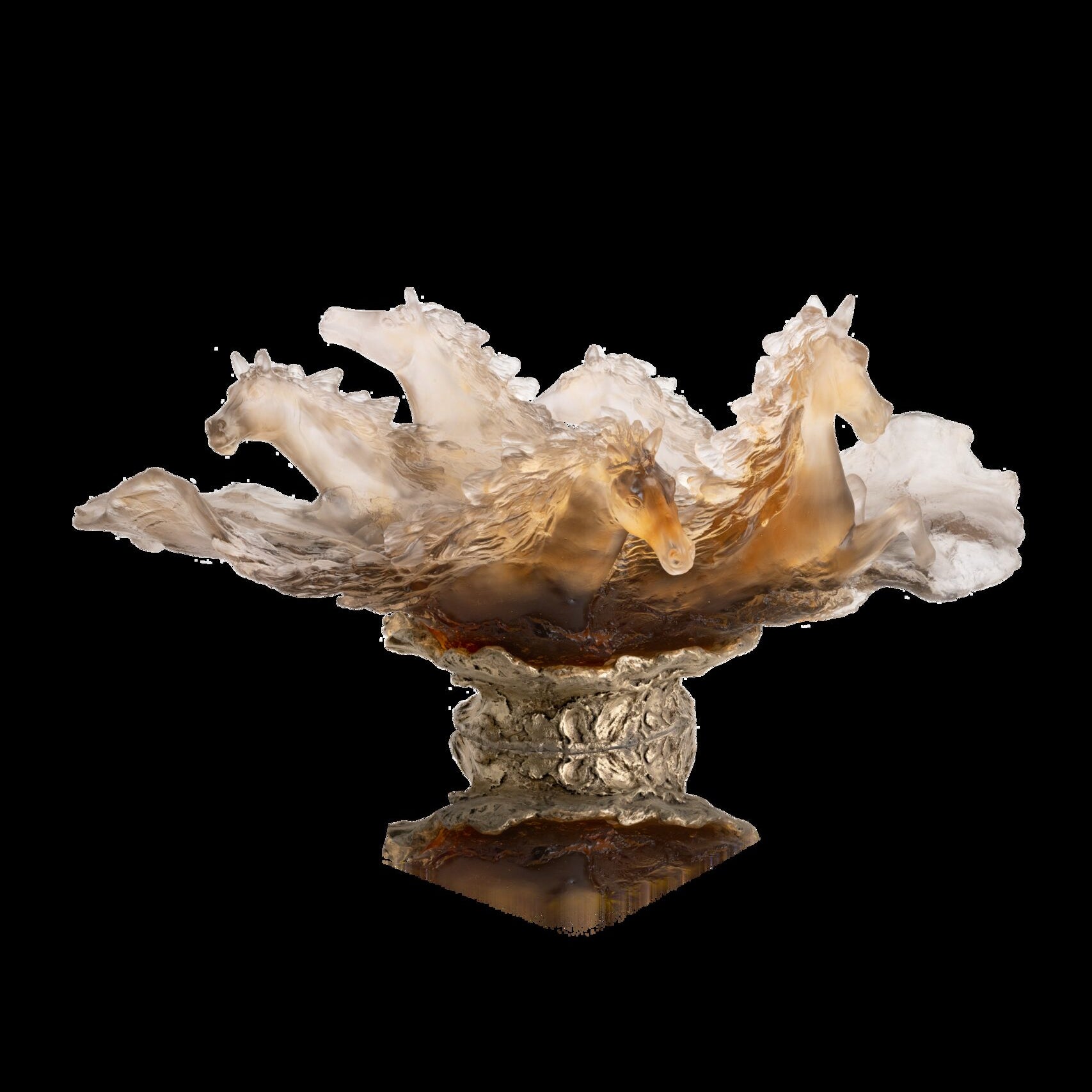Daum Cavalcade Centerpiece Glazed Brown 125ex Sculpture