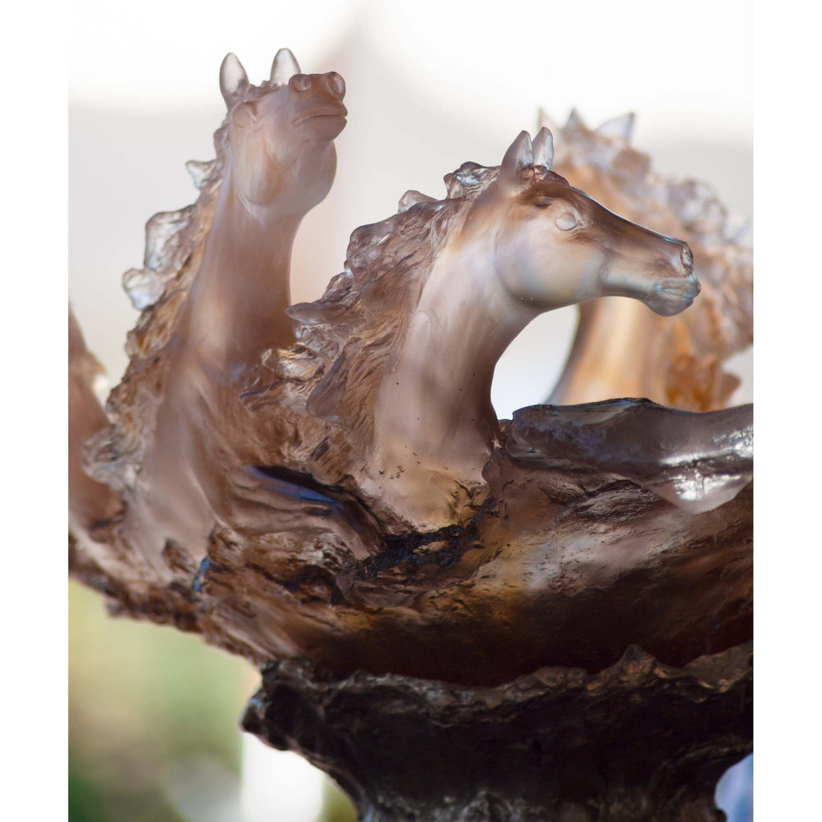 Daum Cavalcade Centerpiece Glazed Brown 125ex Sculpture, lifestyle view