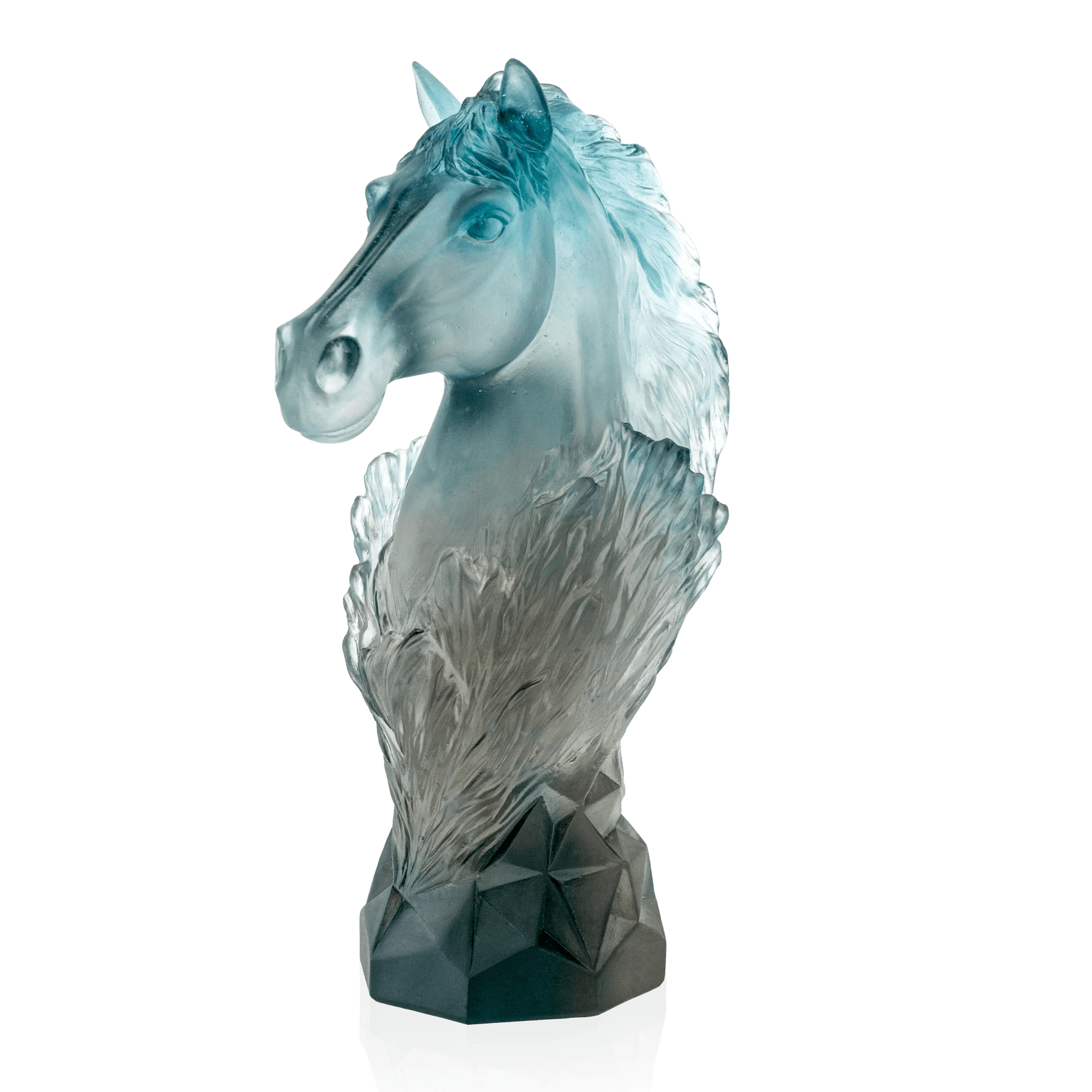 Daum Cavalcade Chess Knight 250ex Sculpture — Blue grey