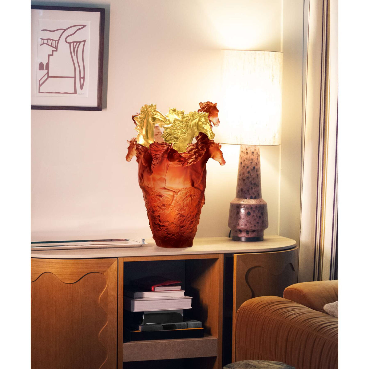 Daum Cavalcade Magnum Vase – Amber gold finish 25ex, alternate view