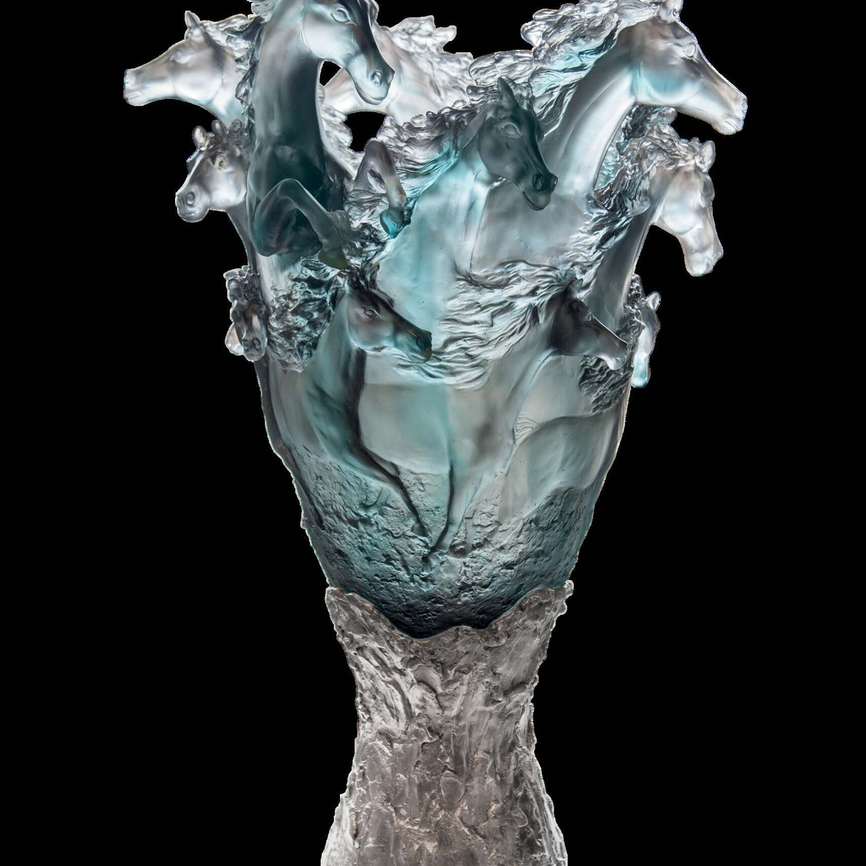 Daum Cavalcade Prestige Vase 50ex — Blue grey