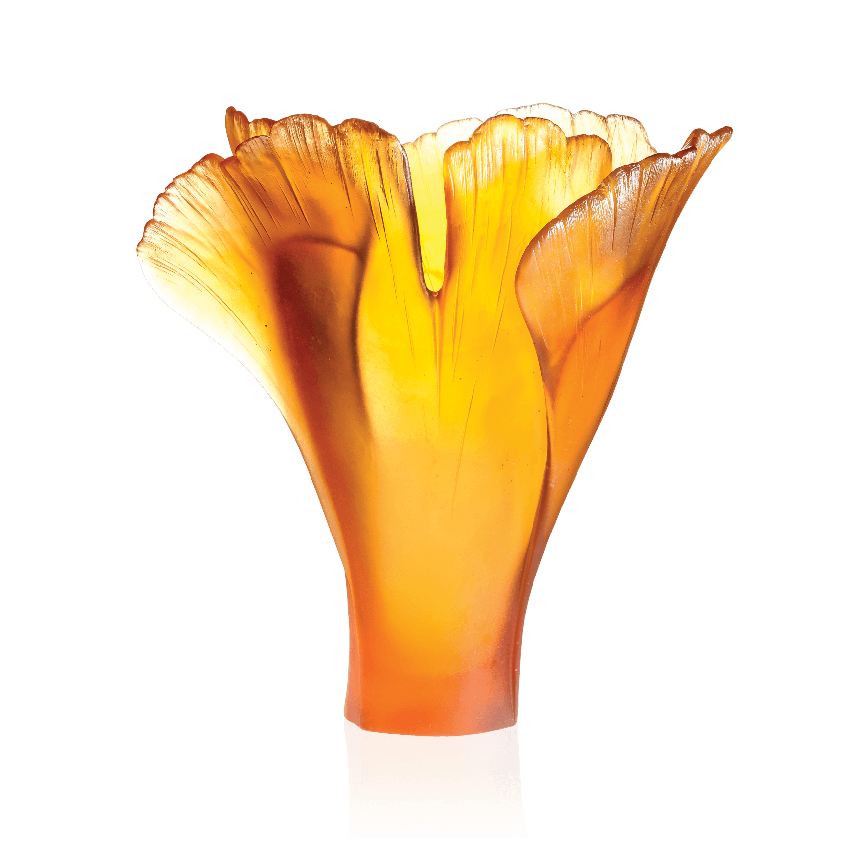 Daum Ginkgo Large Vase — Amber