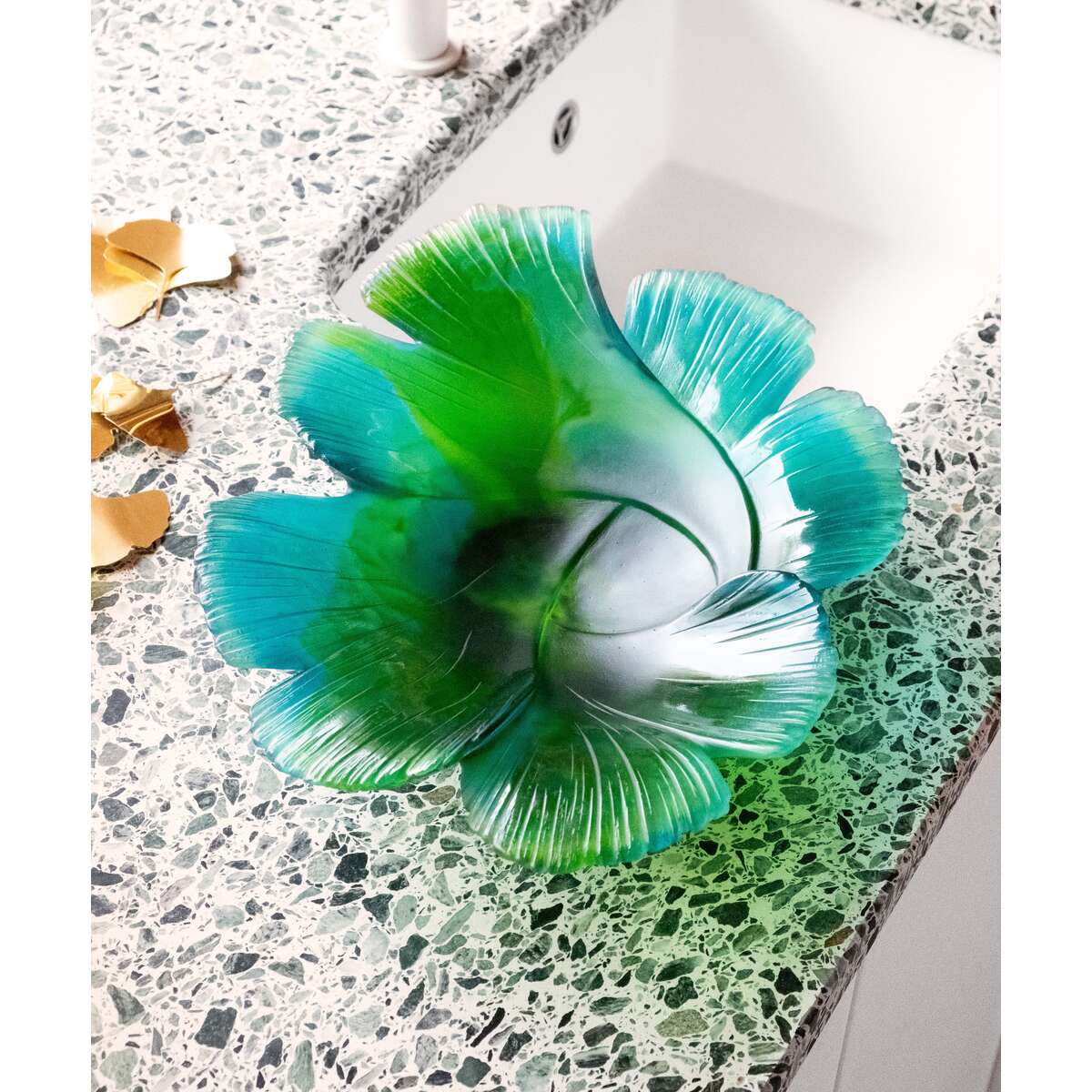 Daum Ginkgo Magnum Bowl Green, alternate view