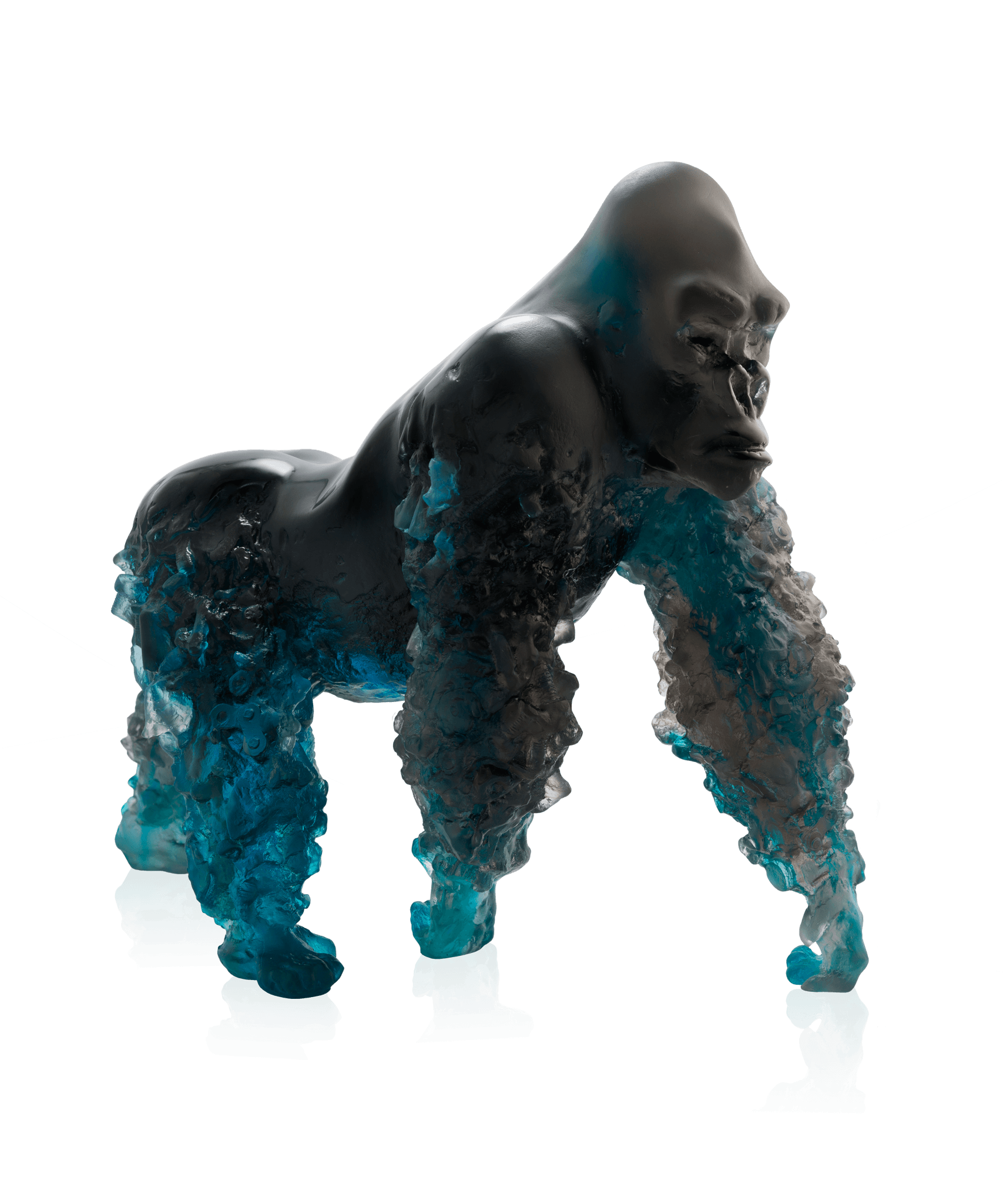 Daum Gorille À Dos Argenté Grey By Jean No 125ex Sculpture — Blue