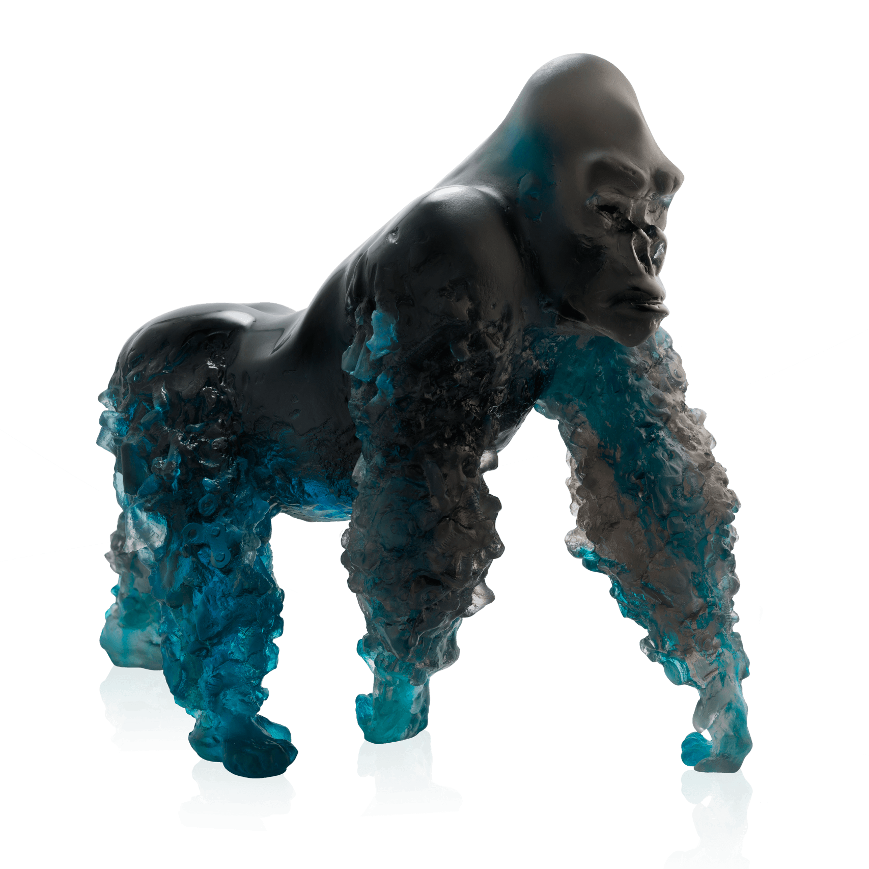 Daum Gorille À Dos Argenté Grey By Jean No 125ex Sculpture — Blue