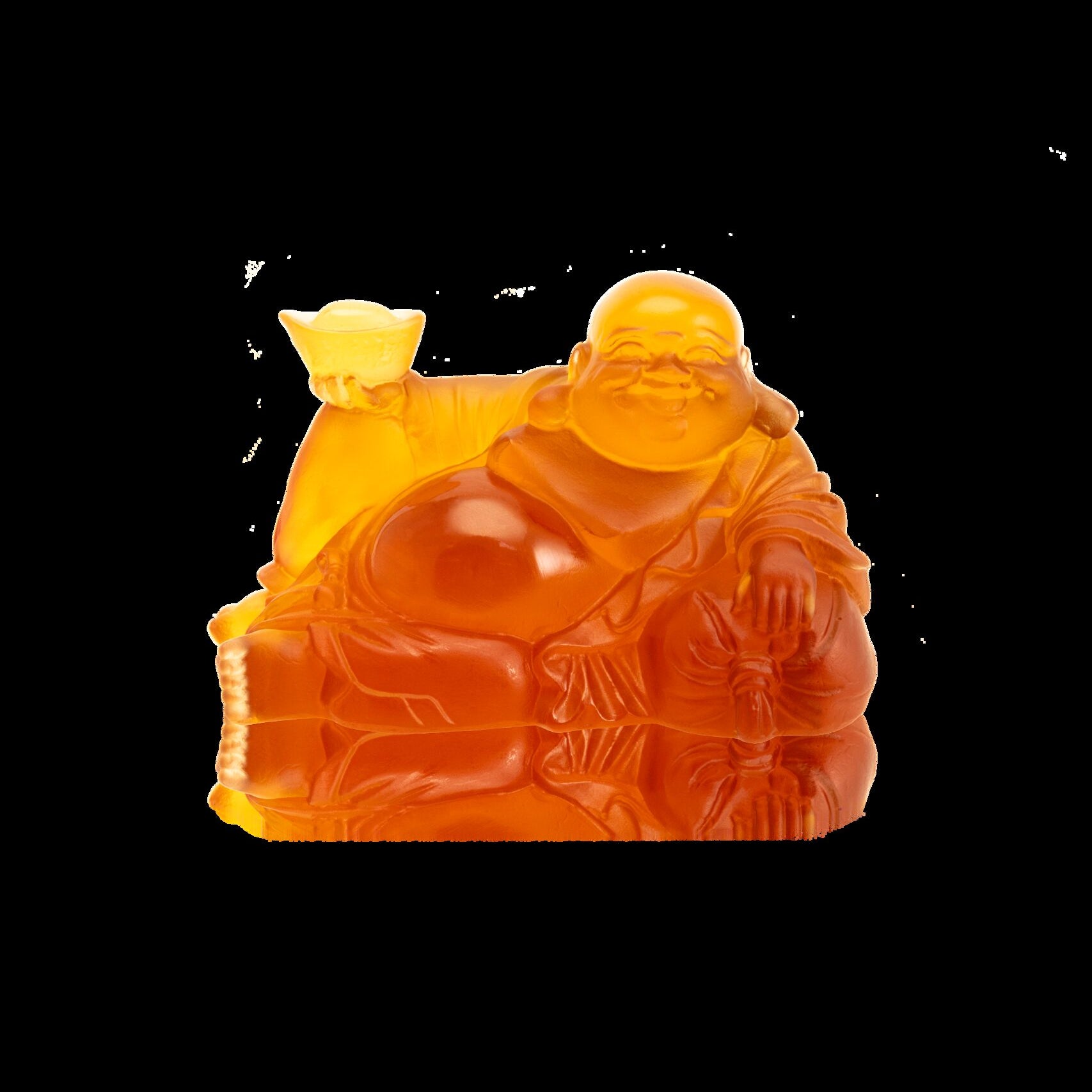 Daum Happy Buddha Amber Sculpture