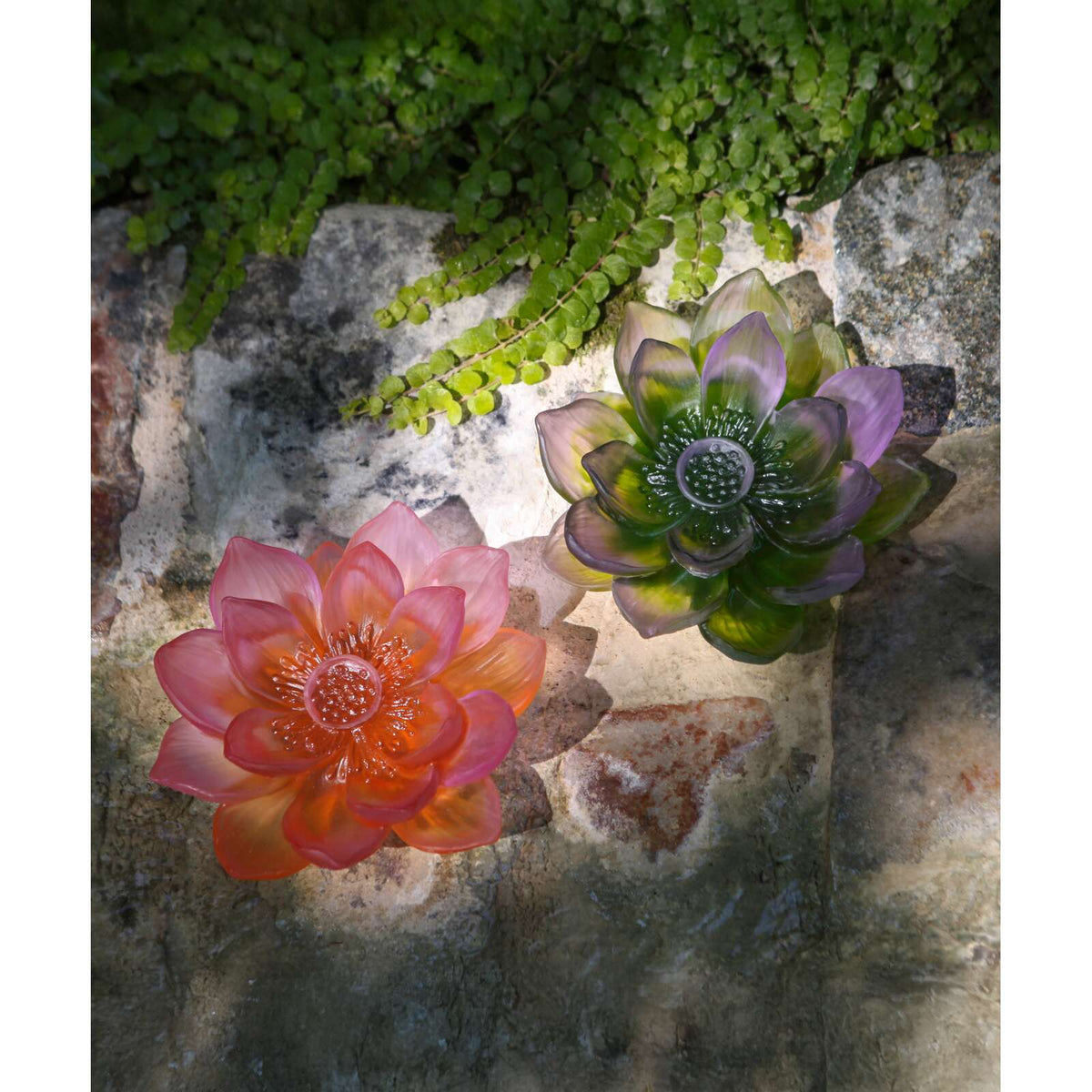 Daum Jardin De Lotus Decorative Flower Sculpture – Amber pink, alternate view