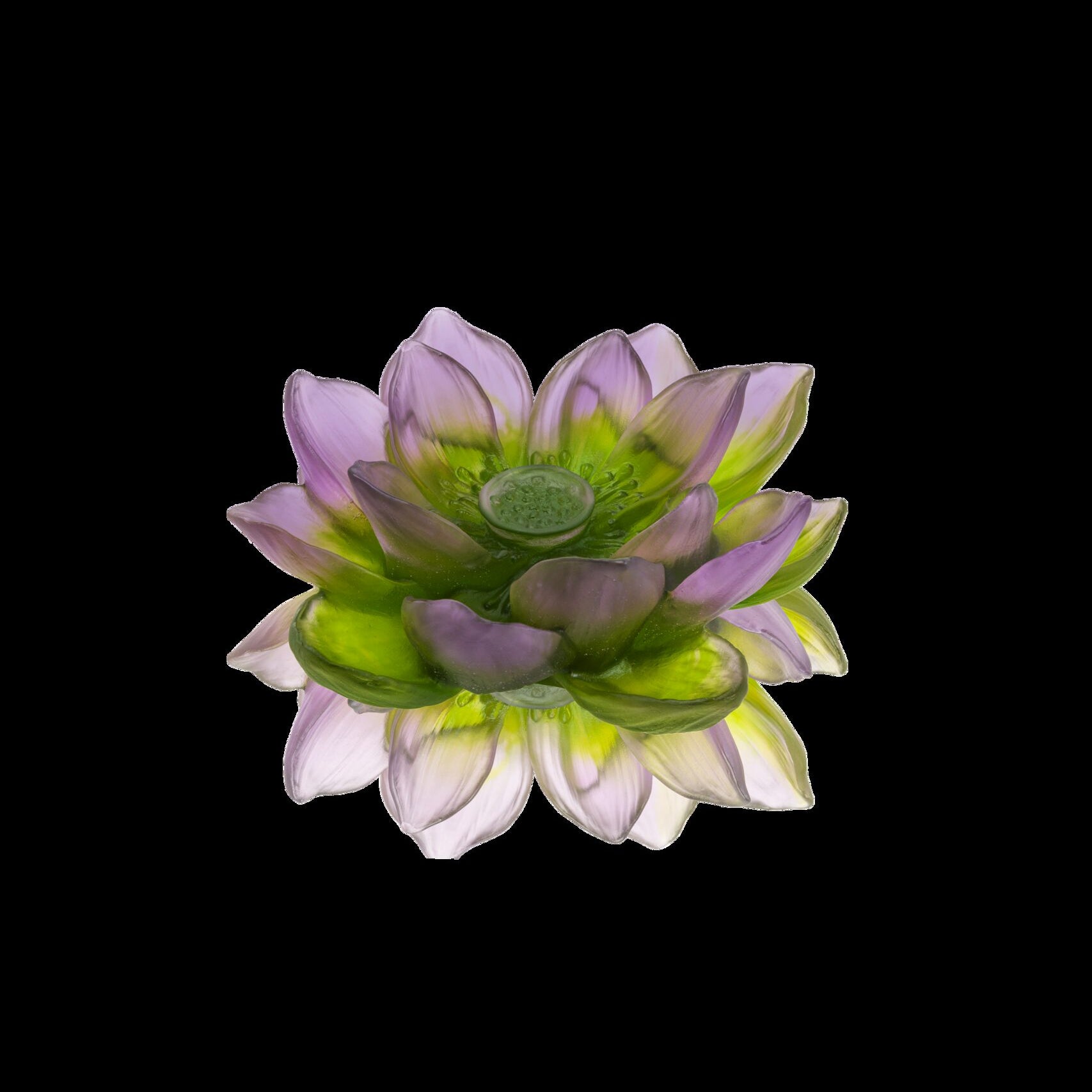 Daum Jardin De Lotus Decorative Flower Sculpture — Purple green