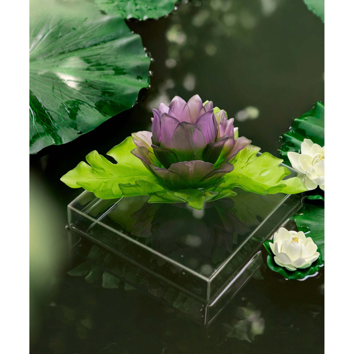 Daum Jardin De Lotus Duo Centerpiece 175ex Sculpture, lifestyle view