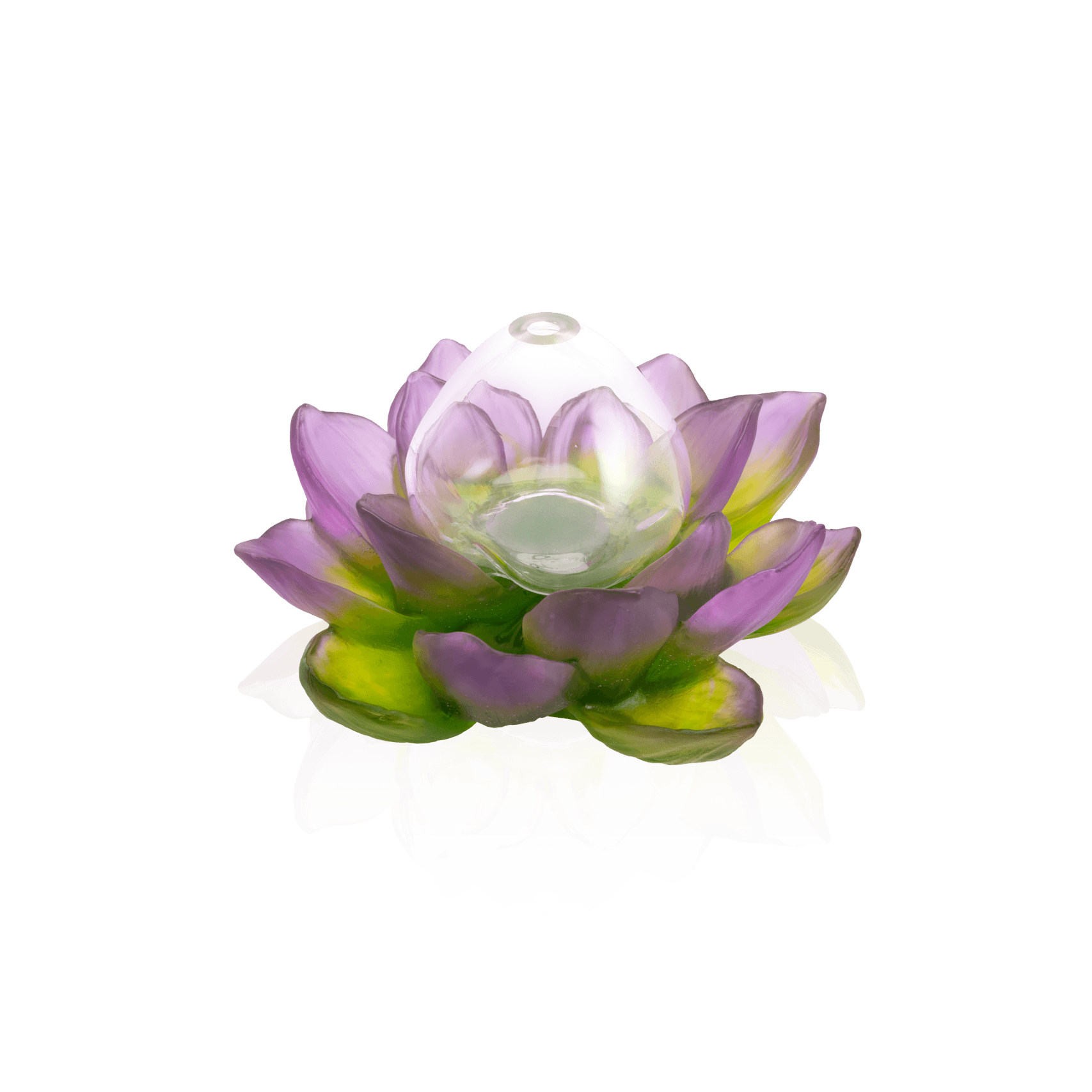 Daum Jardin De Lotus Soliflore Vase — Purple green