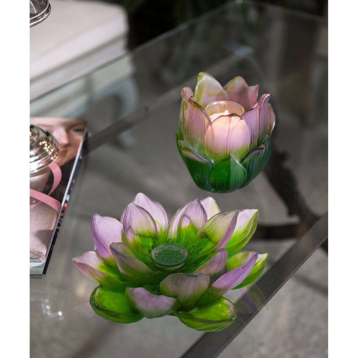 Daum Jardin De Lotus Vase-candle Holder 250ex, alternate view