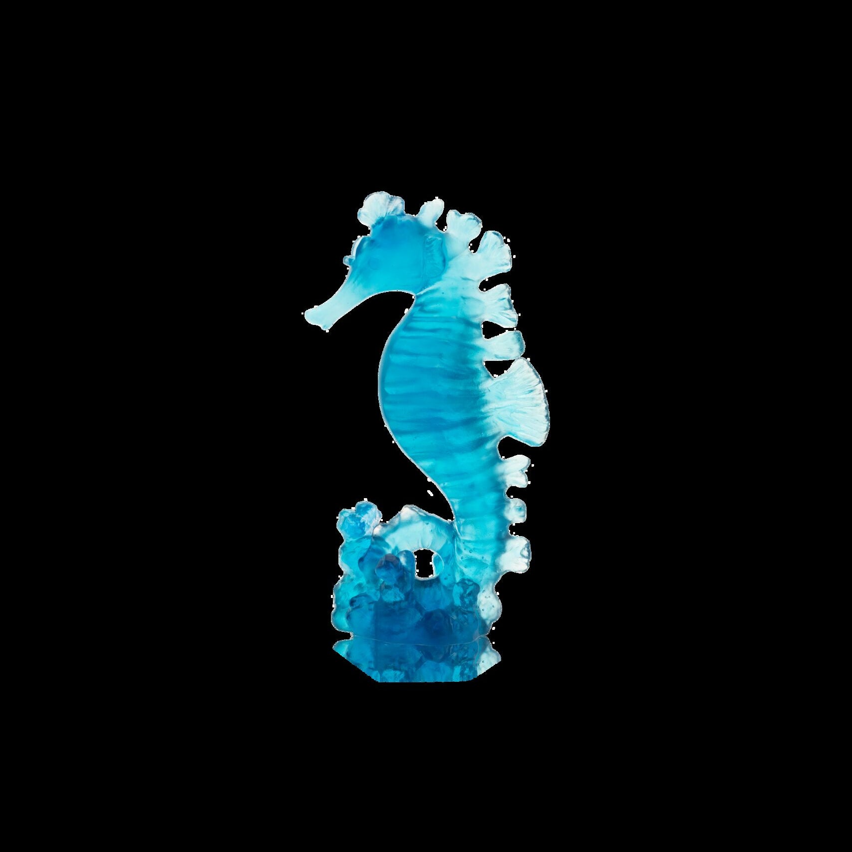 Daum Maya Small Seahorse Blue Sculpture