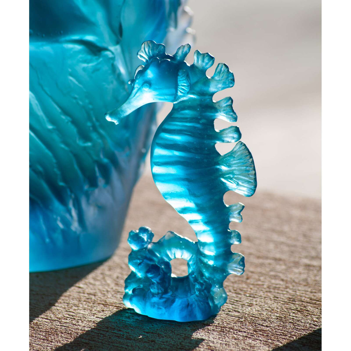 Daum Maya Small Seahorse Blue Sculpture, alternate view