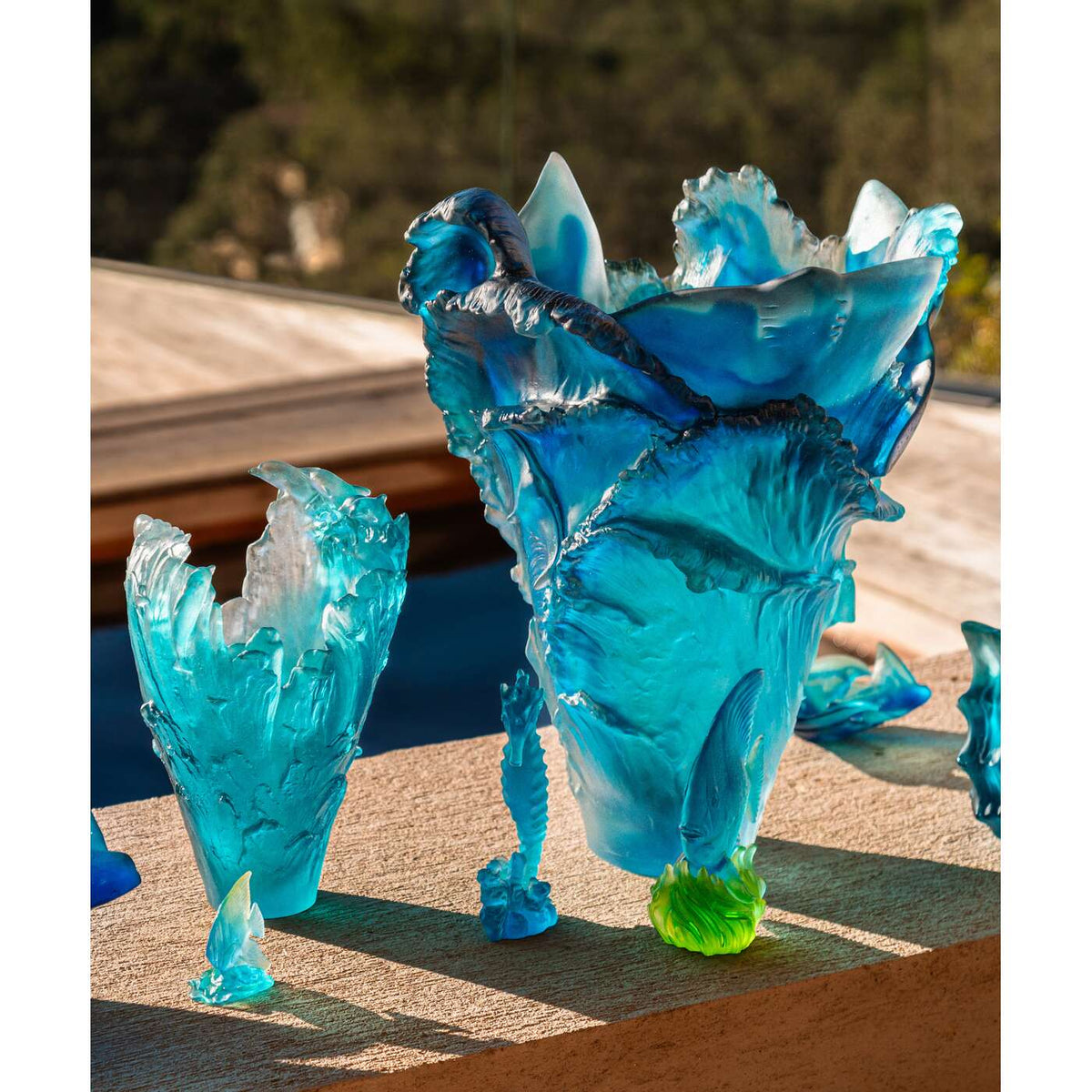 Daum Maya Small Seahorse Blue Sculpture, alternate view