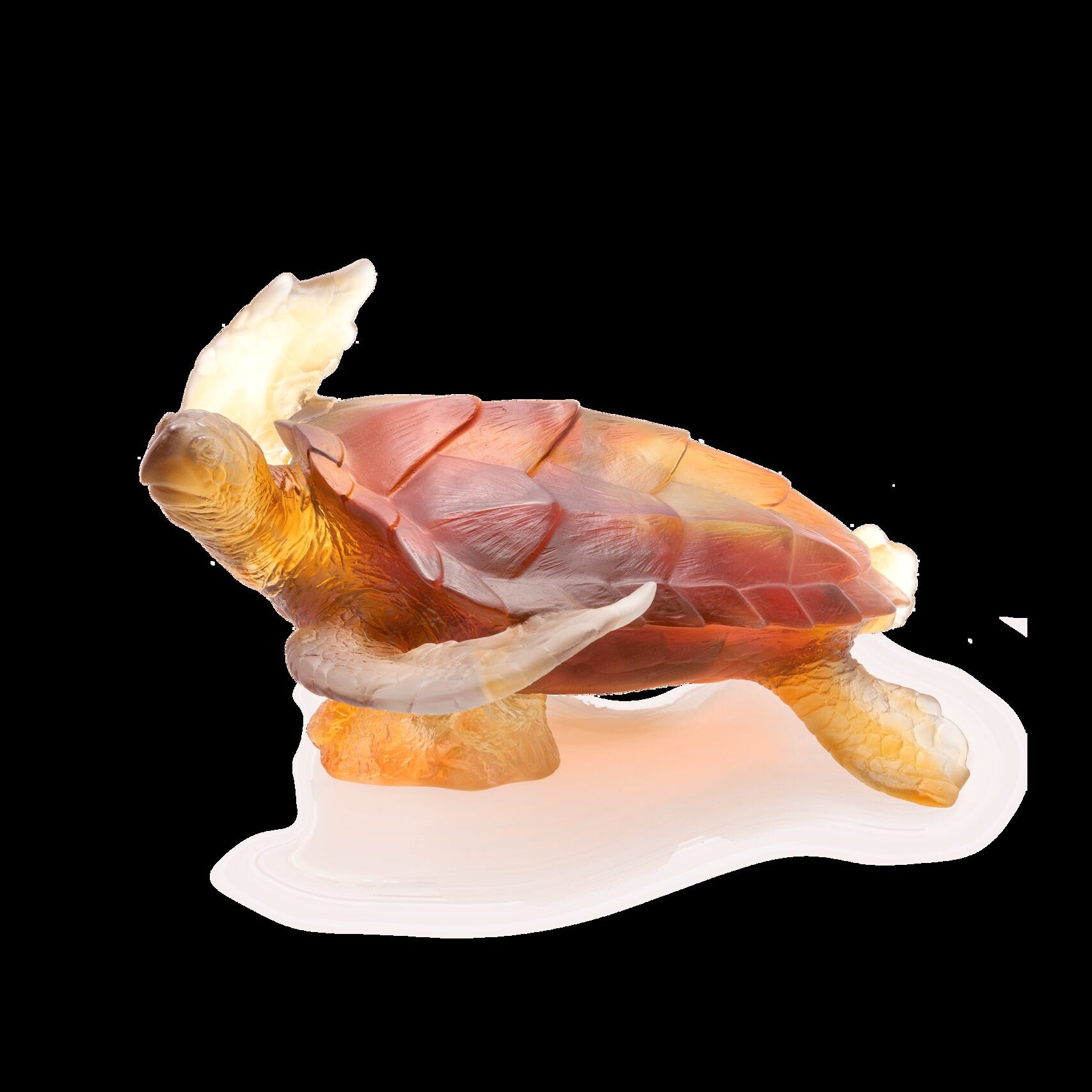 Daum Mer De Corail Large Sea Turtle Sculpture — Amber grey