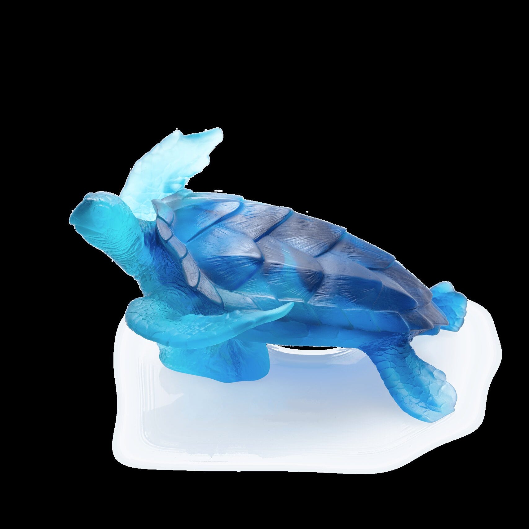 Daum Mer De Corail Large Sea Turtle Sculpture — Blue