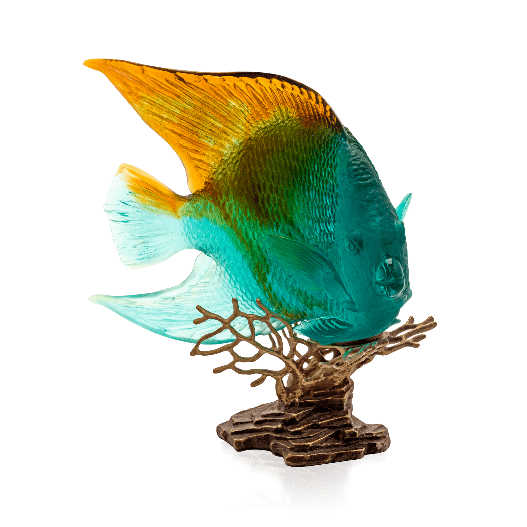 Daum Mer De Corail Royal Angelfish Sculpture — Amber and green 125ex