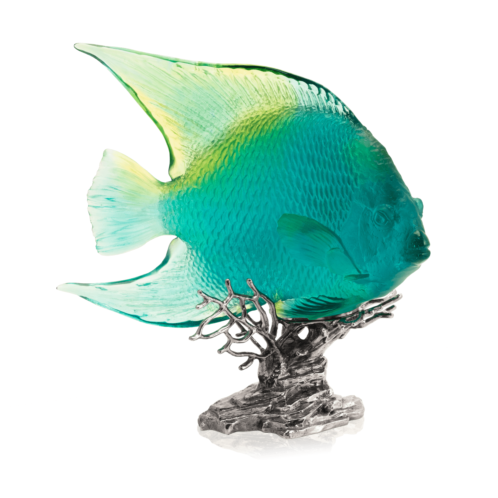Daum Mer De Corail Royal Angelfish Sculpture — Turquoise