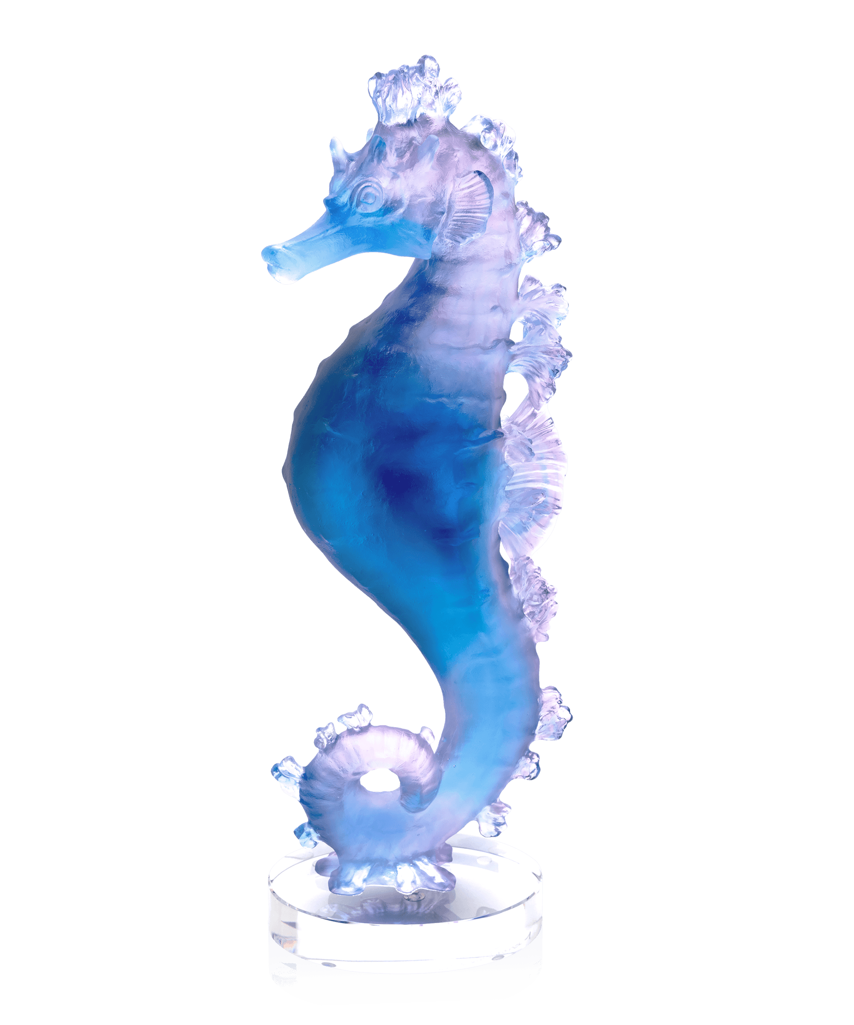 Daum Mer De Corail Seahorse Sculpture β Blue and pink