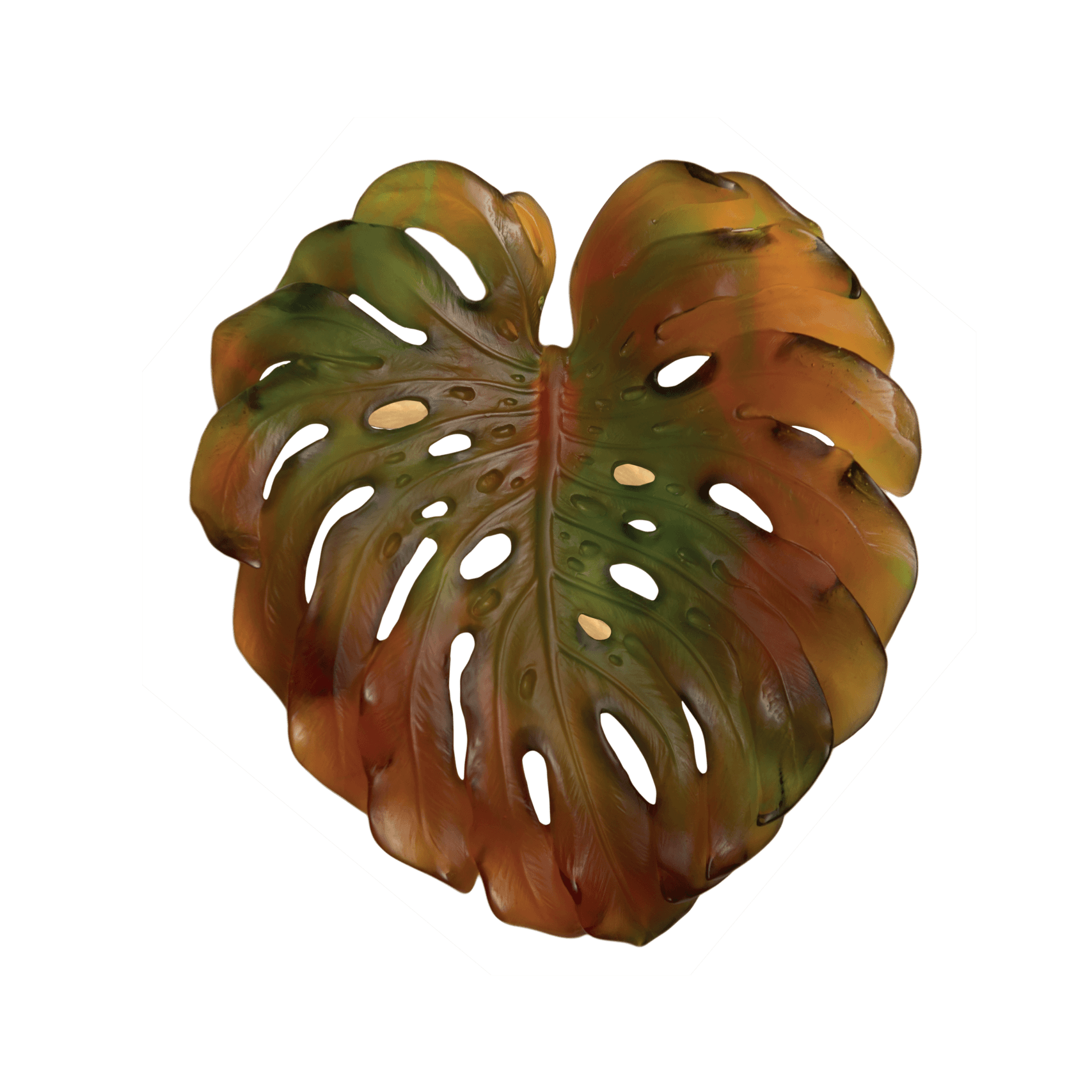 Daum Monstera Small Wall Leaf By Emilio Robba Wall Sculpture — short fixing Amber