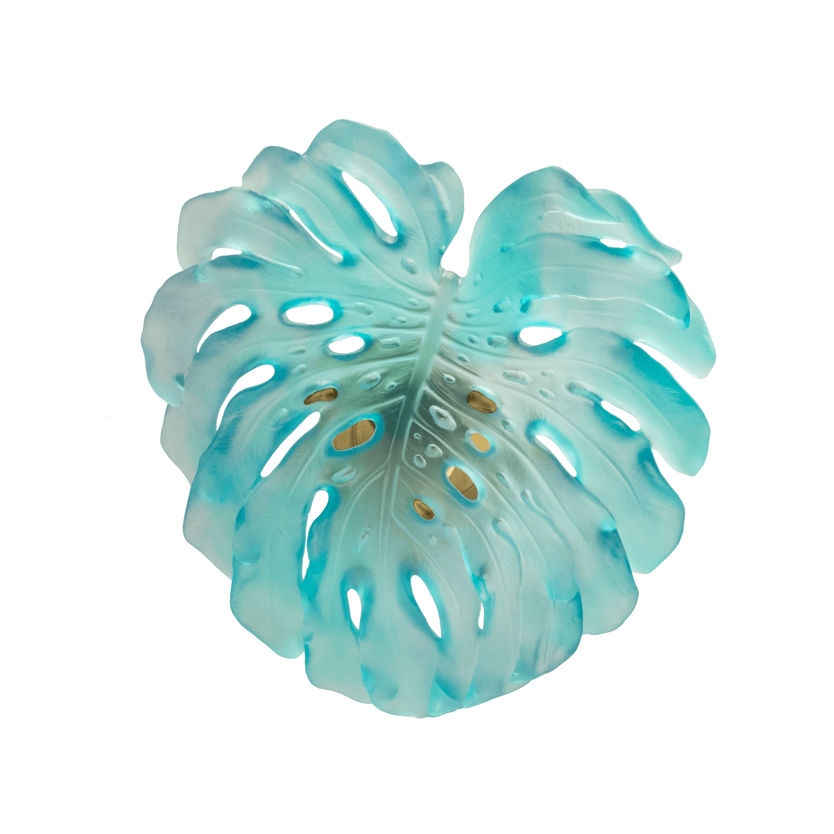 Daum Monstera Small Wall Leaf By Emilio Robba Wall Sculpture — size Turquoise