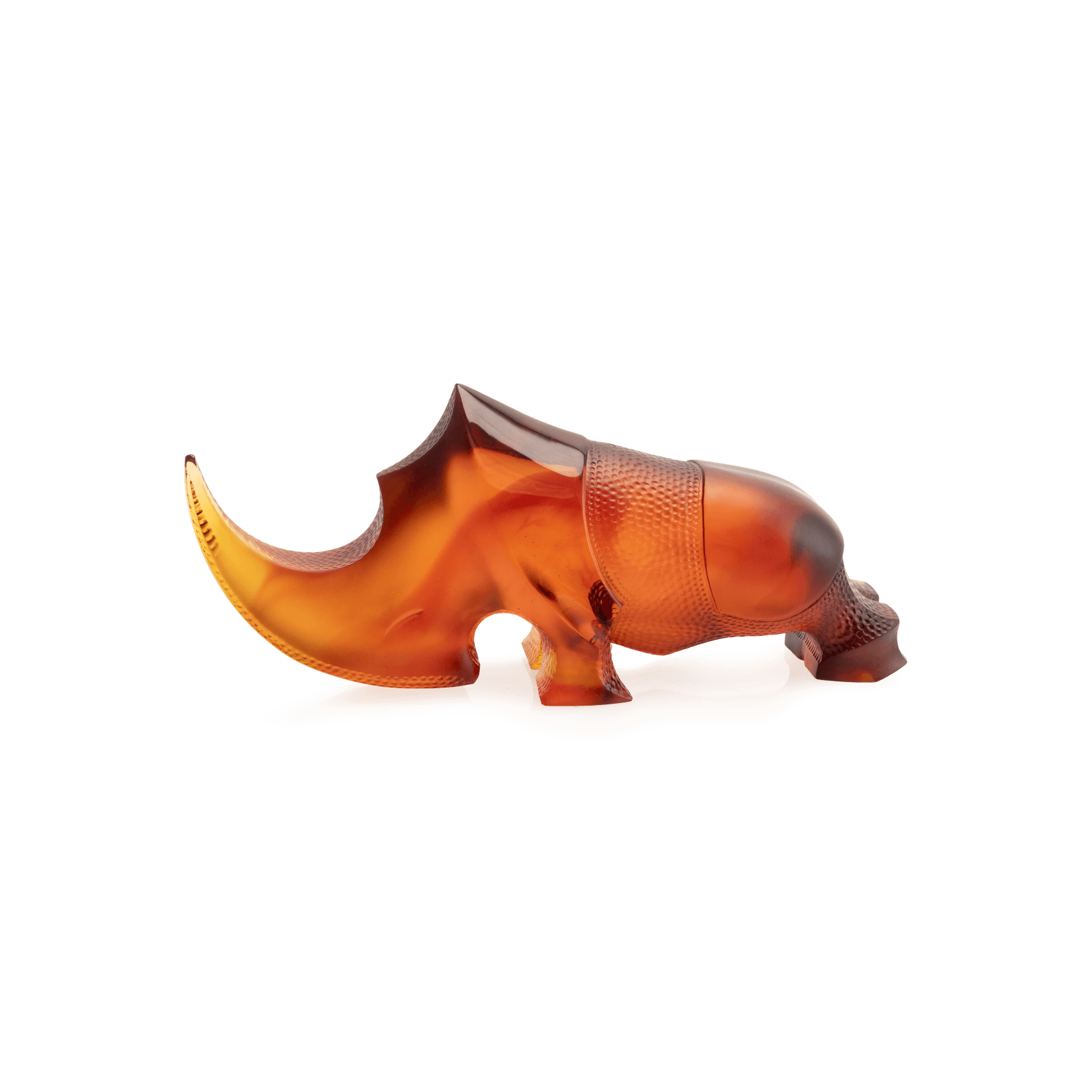 Daum Ongava Rhinoceros By Gé Pellini 125ex Sculpture — Amber