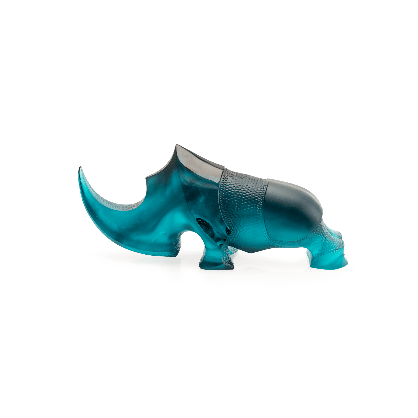 Daum Ongava Rhinoceros By Gé Pellini 125ex Sculpture — Blue