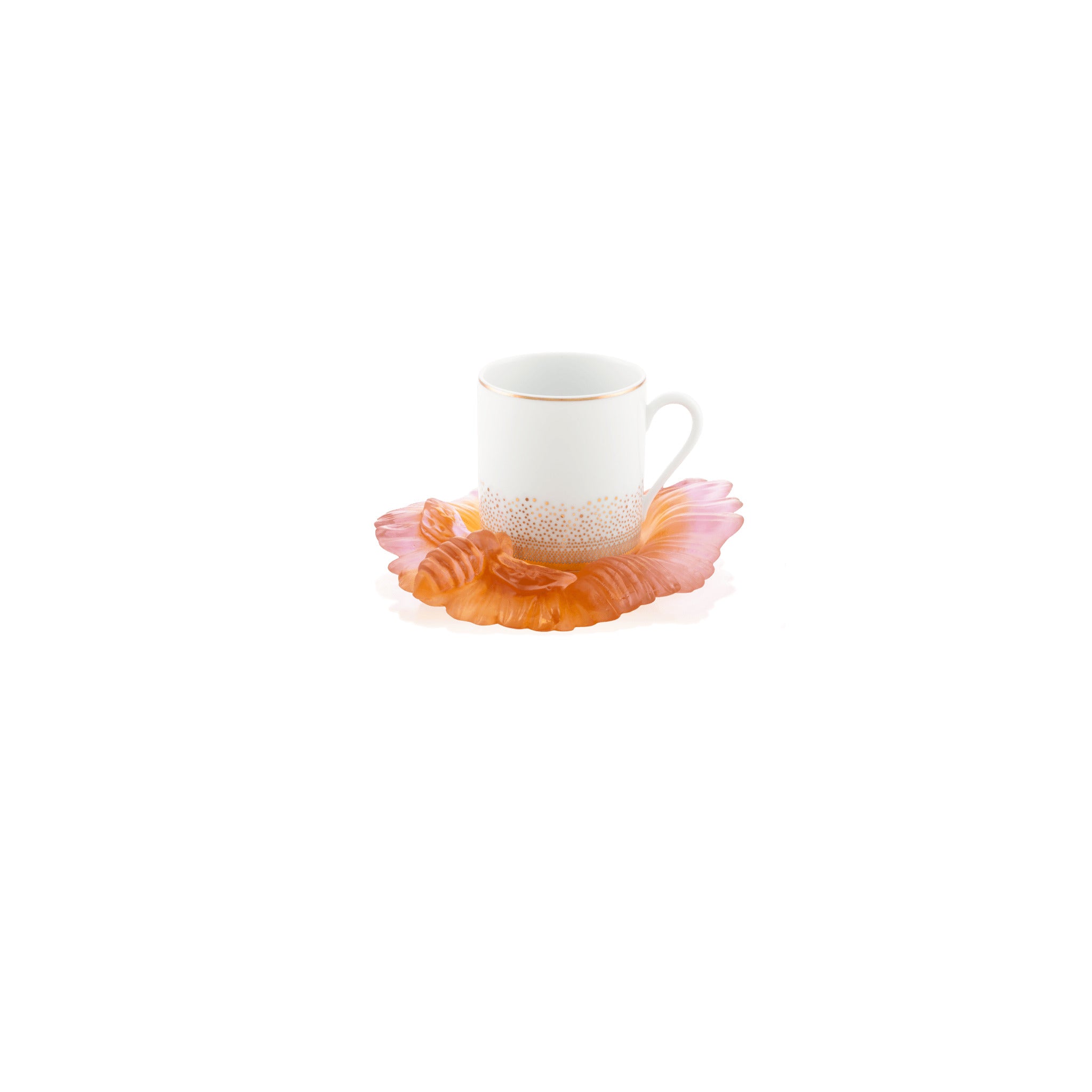 Daum Or D'Abeille Coffee and Crystal Cup & Saucer Set — cup saucer