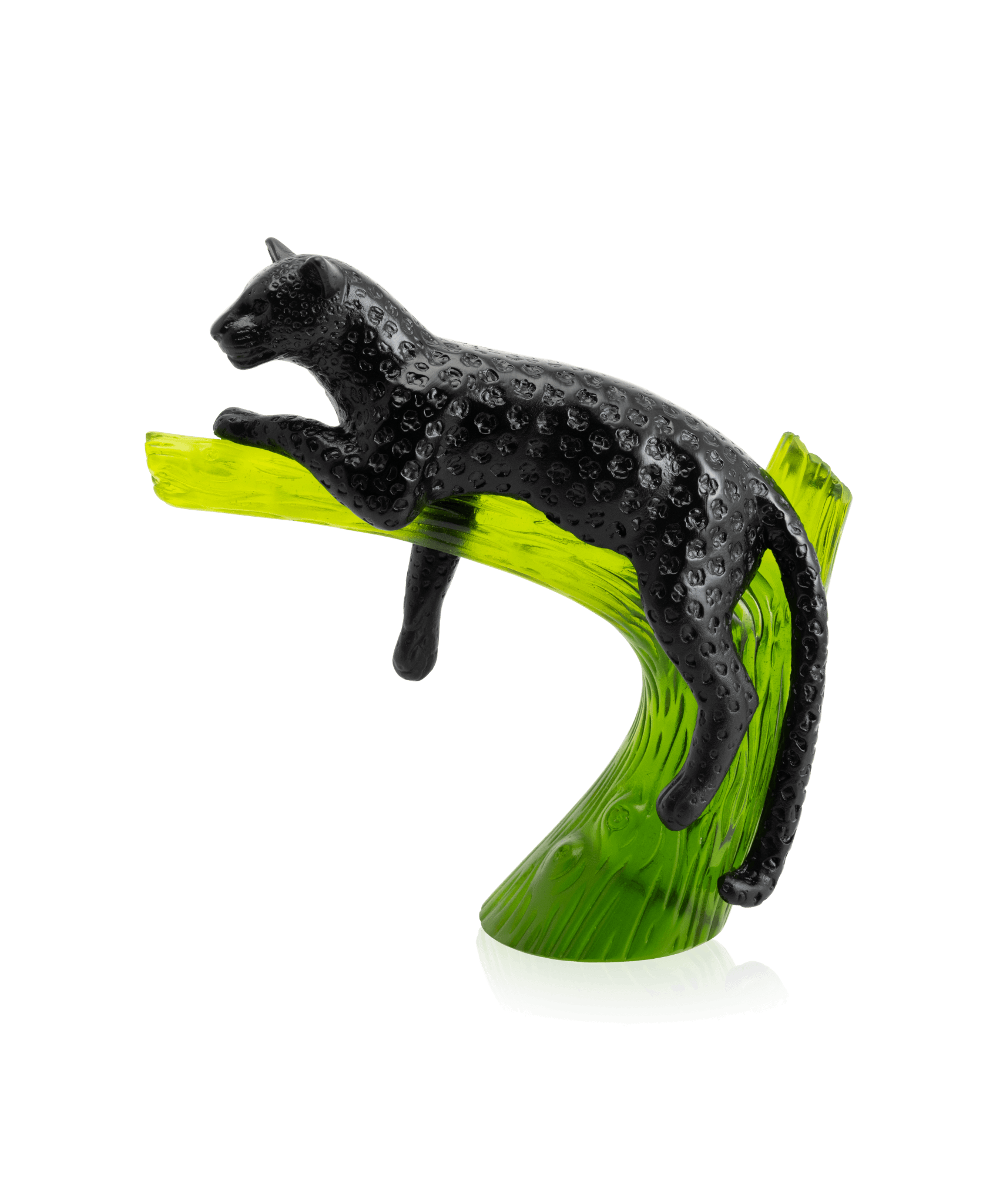 Daum Panther on Tree and Sculpture β Black emerald